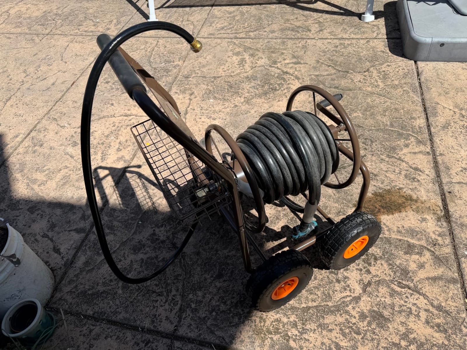 WERMAH Upgrade Hose Reel Cart, Garden Hose Cart 4 Wheels, Holds 300ft 5/8