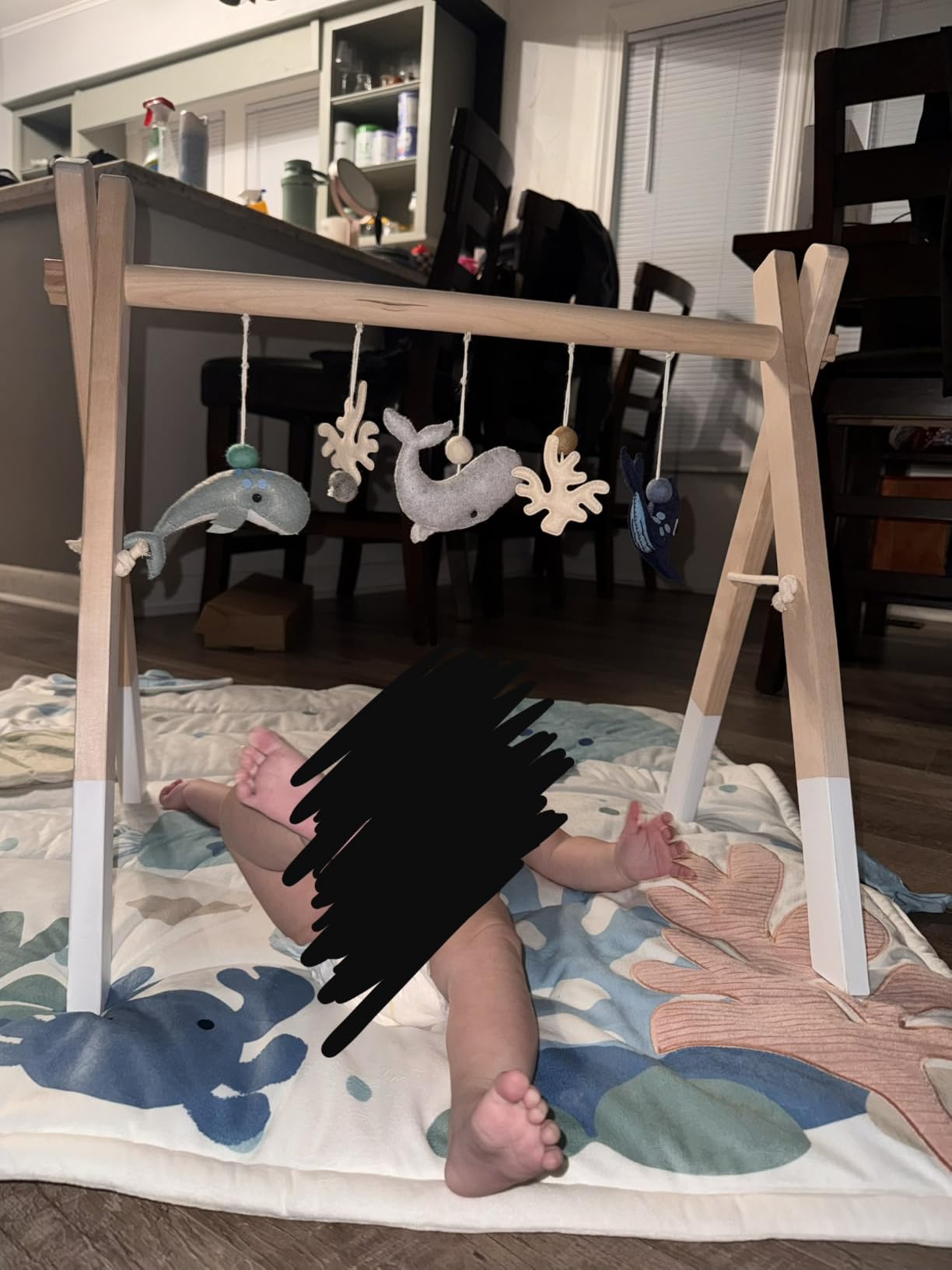 Wooden Baby Gym with 5 Toys Foldable Play Gym for 0-12 Months Newborn Gift customer photo 1