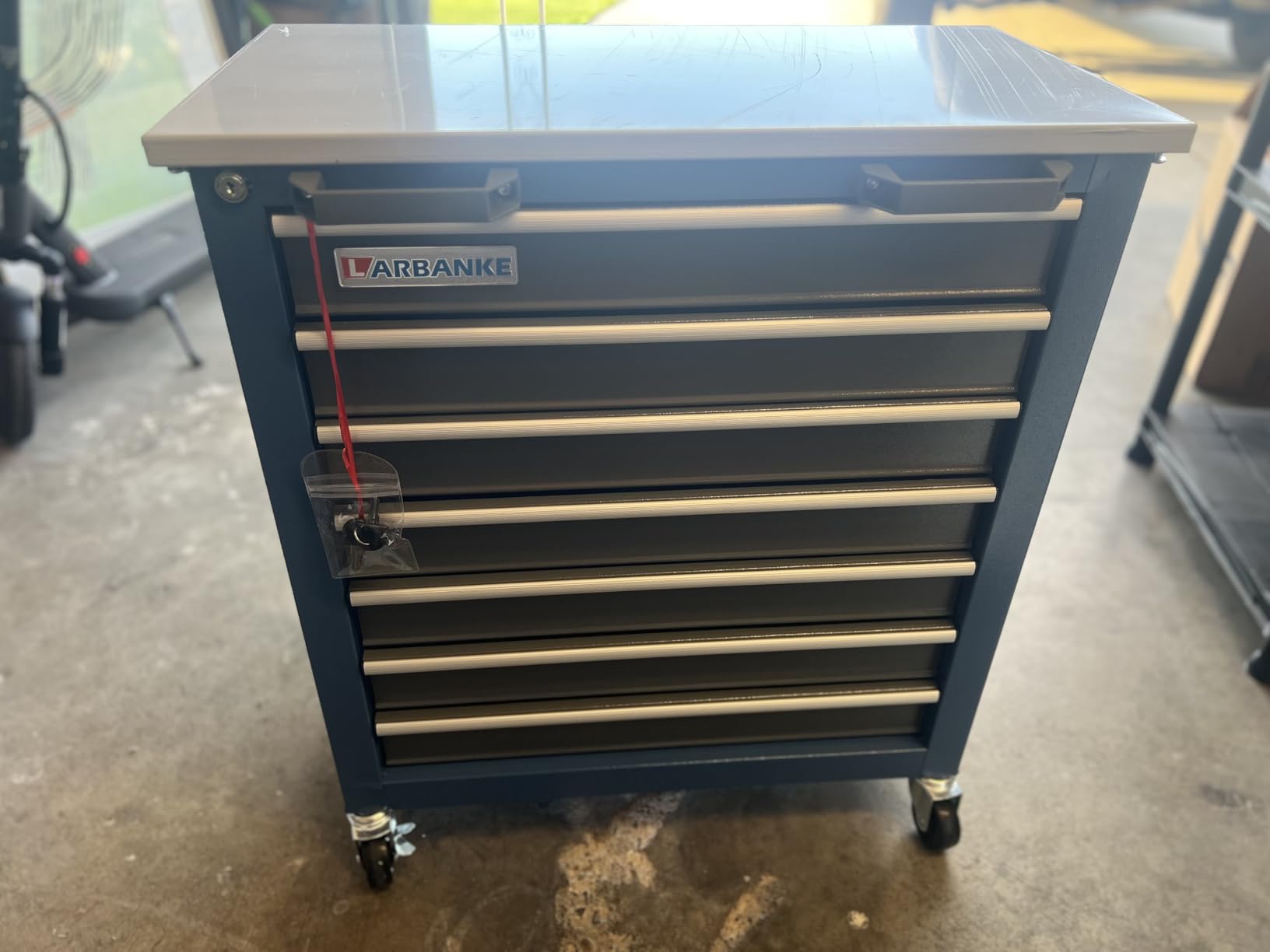 LARBANKE 7-Drawer Rolling Tool Chest with Wheels & Foot Pads, Bluetool Cabinet | Lock & Keys, Stainless Steel Top, Anti-scratch Drawer Liners, Unique Link Buckle, For Home, Garage and Office customer photo 1