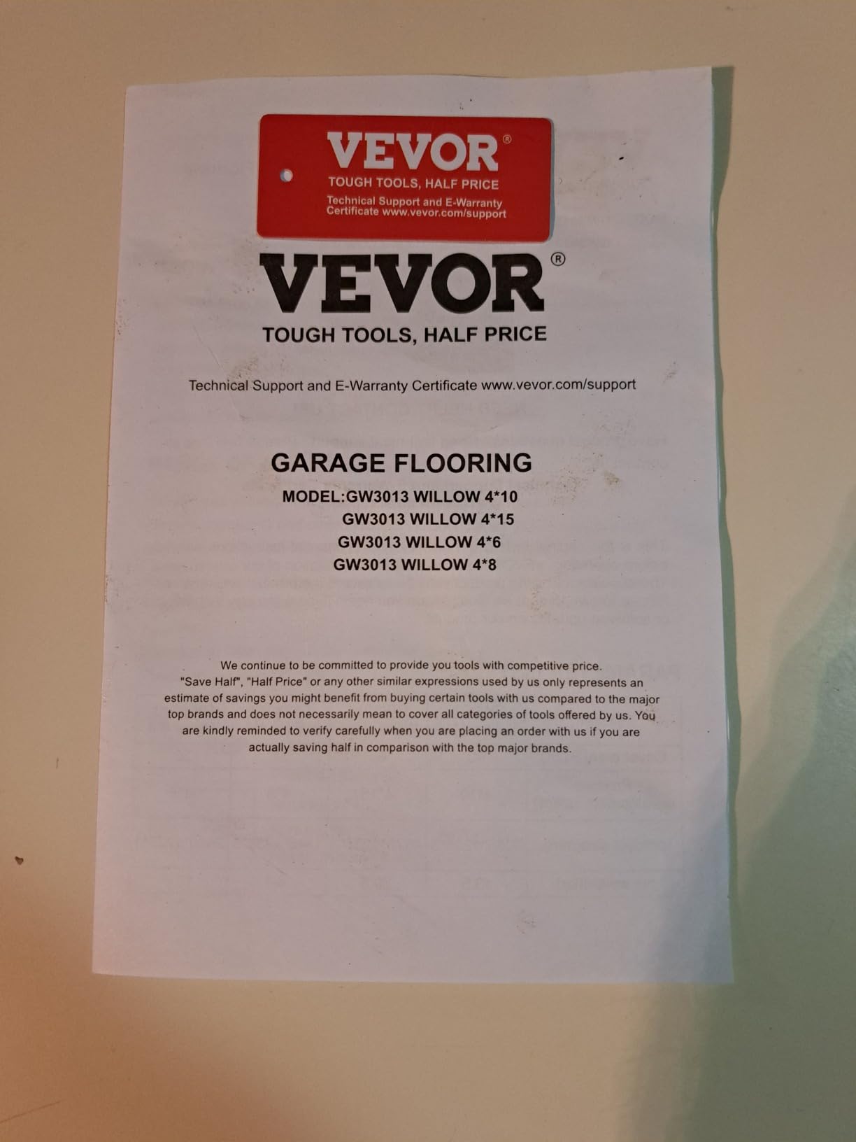 VEVOR Rubber Flooring Roll, 4 x 15 ft SBR Diamond-Plate Rubber Mat, 3mm Thickened, Easy to Clean, Customizable Size, Non-Slip Floor Protector Mat for Under Cars, Garage, Warehouse, Industry Gym, Black customer photo 1