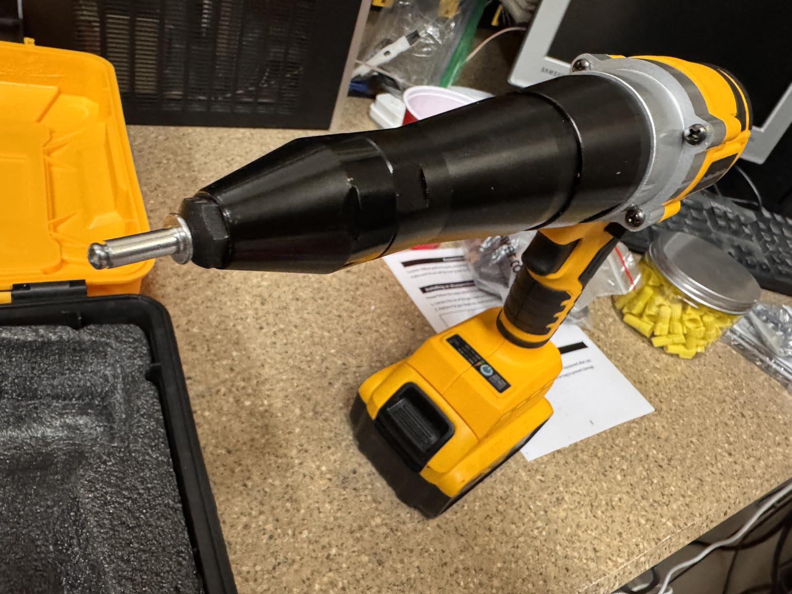 Cordless Rivet Gun Compatible with Dewalt 20V Max Battery, Brushless Electric Automatic Riveter for Rivets 1/8'', 5/32'', 3/16