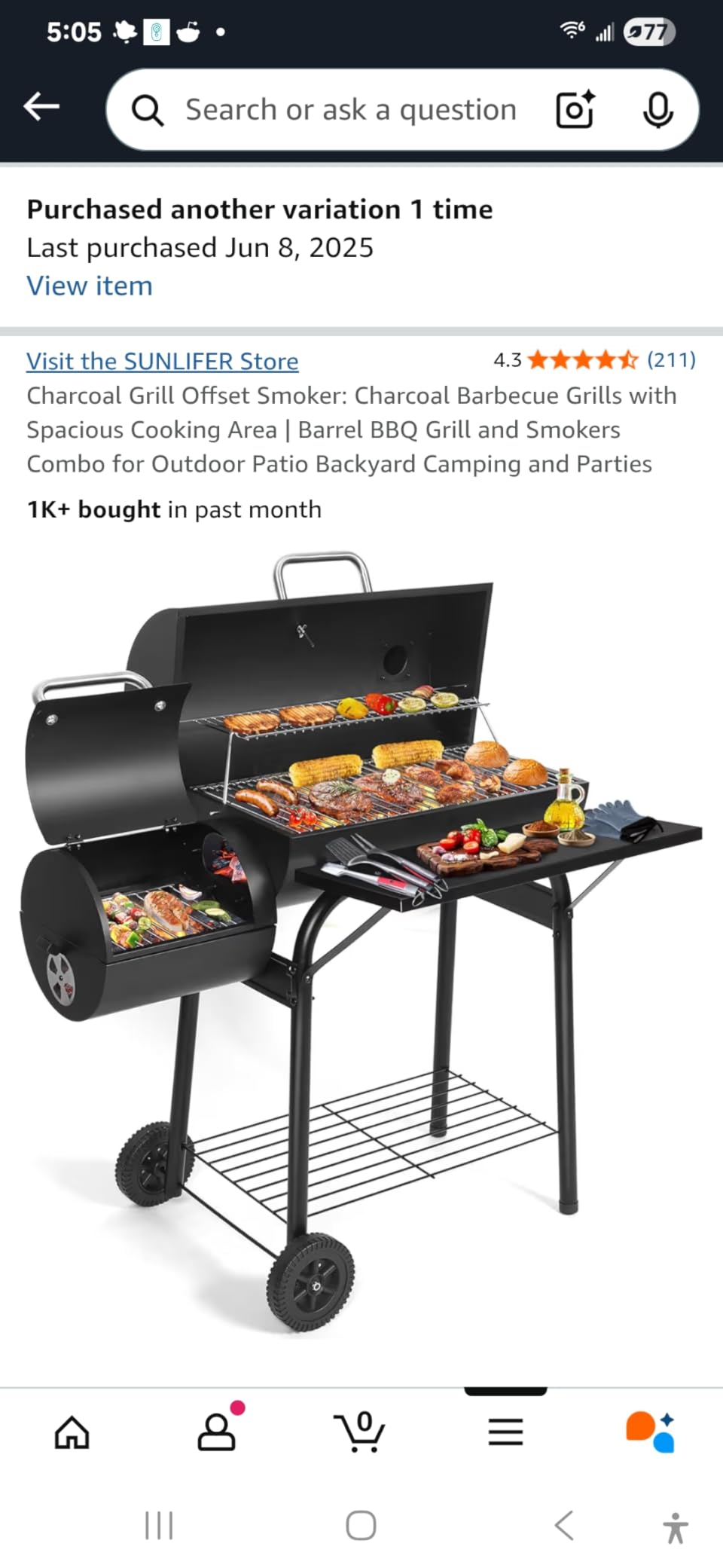 Charcoal BBQ Grills Outdoor: Spacious Barrel Barbecue Grill customer photo 2