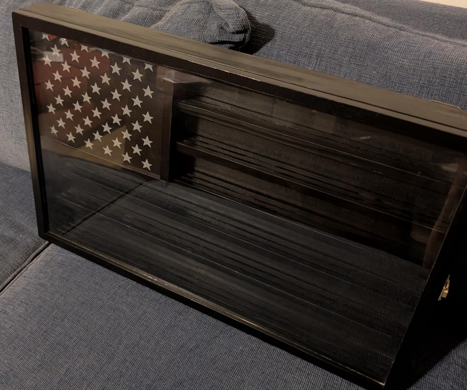 Challenge Coin Display Case, Lockable Military Coin Holder Cabinet | Removable Star Board & HD Tempered Glass Door (27.6