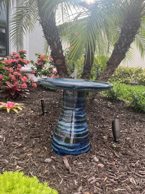 Sunnydaze Ceramic Bird Bath, Weather-Resistant Finish, 21