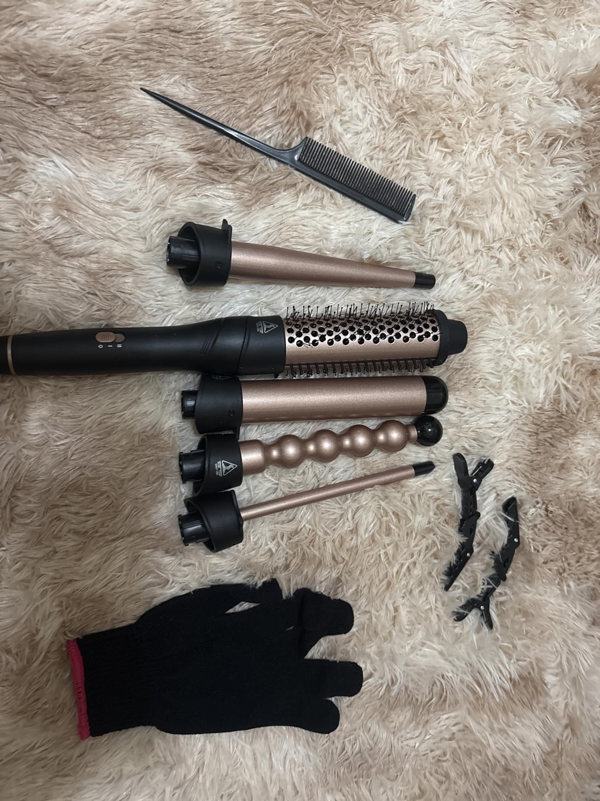 Lopeie 5 in 1 Curling Iron with Thermal Brush and 4 Interchangeable Ceramic Barrels(1/2 to 1 1/2 inch), Curling Wand Set with Flat Iron, Fast Heating, Dual Voltage Hair Curler, Gifts for Women customer photo 2