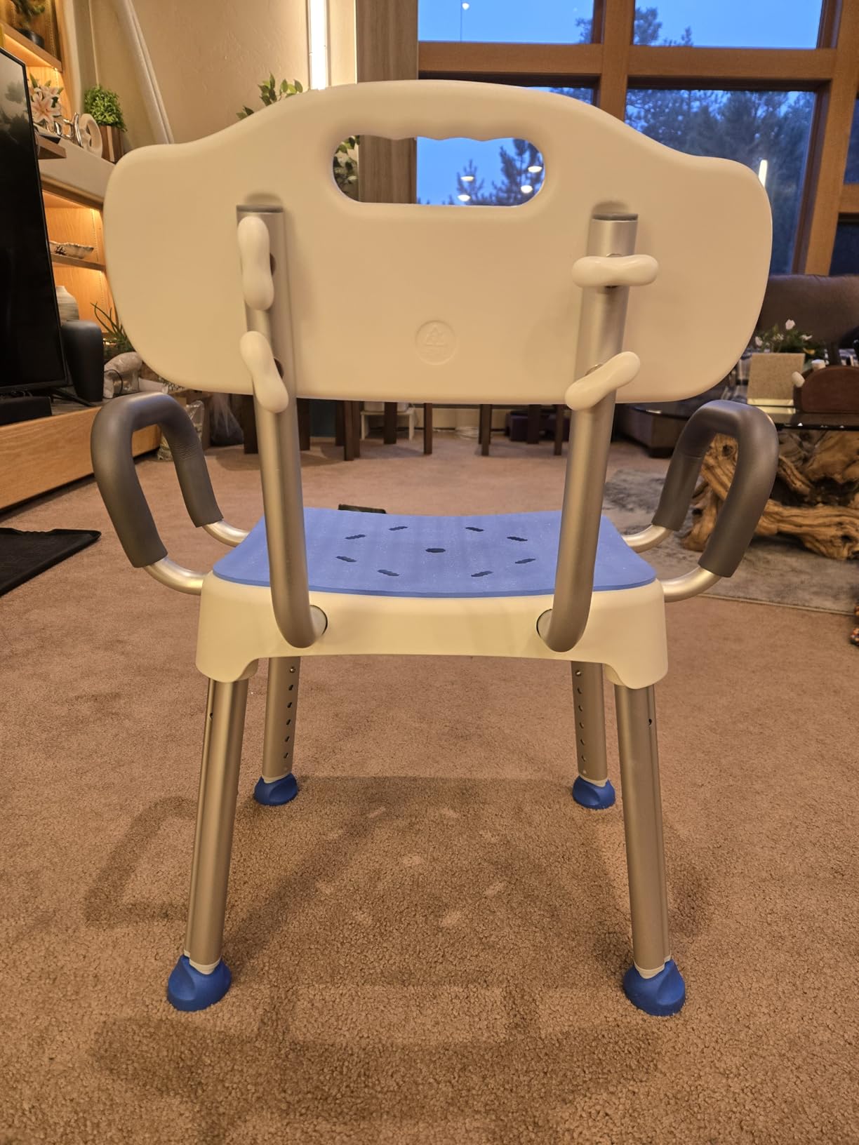 FULLOT Wide Shower Chair for Inside Shower, Stable Bracing Design, 400 lbs | Heavy Duty&Adjustable Shower Chair with Back&Arms for Elderly&Disabled, Shower Seat, Non-Slip Feet for Safety&Comfort,Blue customer photo 1