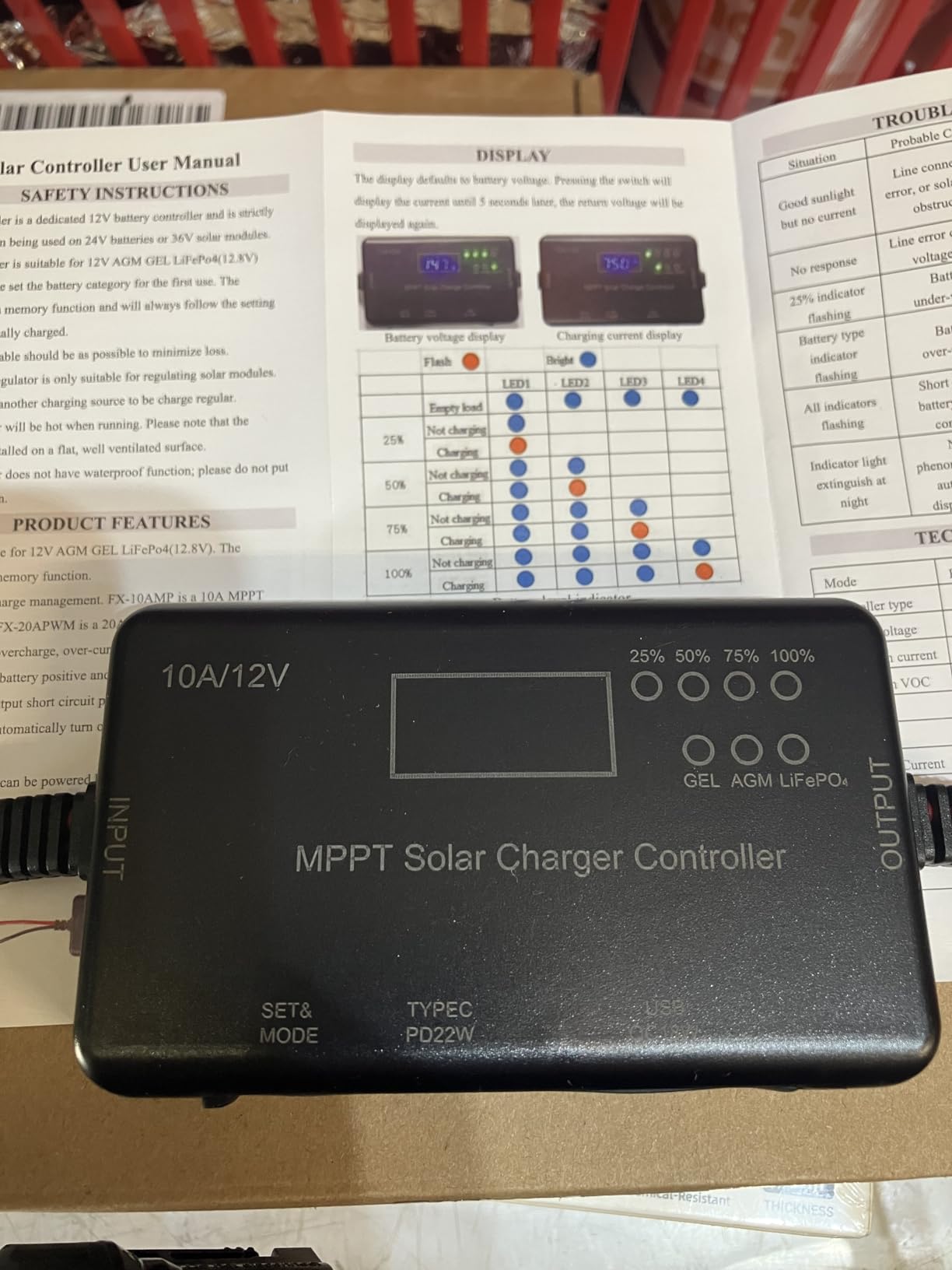 2PCS 30A PWM Solar Charge Controller, 12V 24V Dual USB Solar Panel Battery Intelligent Regulator with LCD Display, Auto Parameter Adjustable, Timer Setting, Multiple Load Control Modes customer photo 1