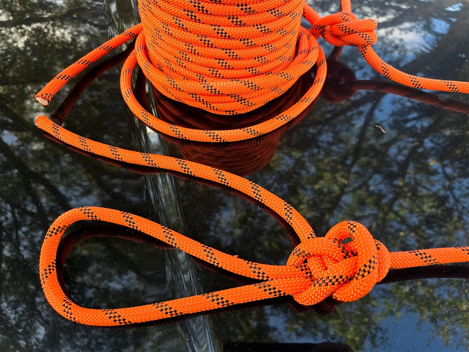 Double Braided Arborist Rigging Rope - 1/2 in X 100 ft 48 Strands Rappelling Outdoor Pulling Heavy Duty Polyester Bull Rope for Swing Tree Work Camping Rescue Hiking Logging - Orange customer photo 1