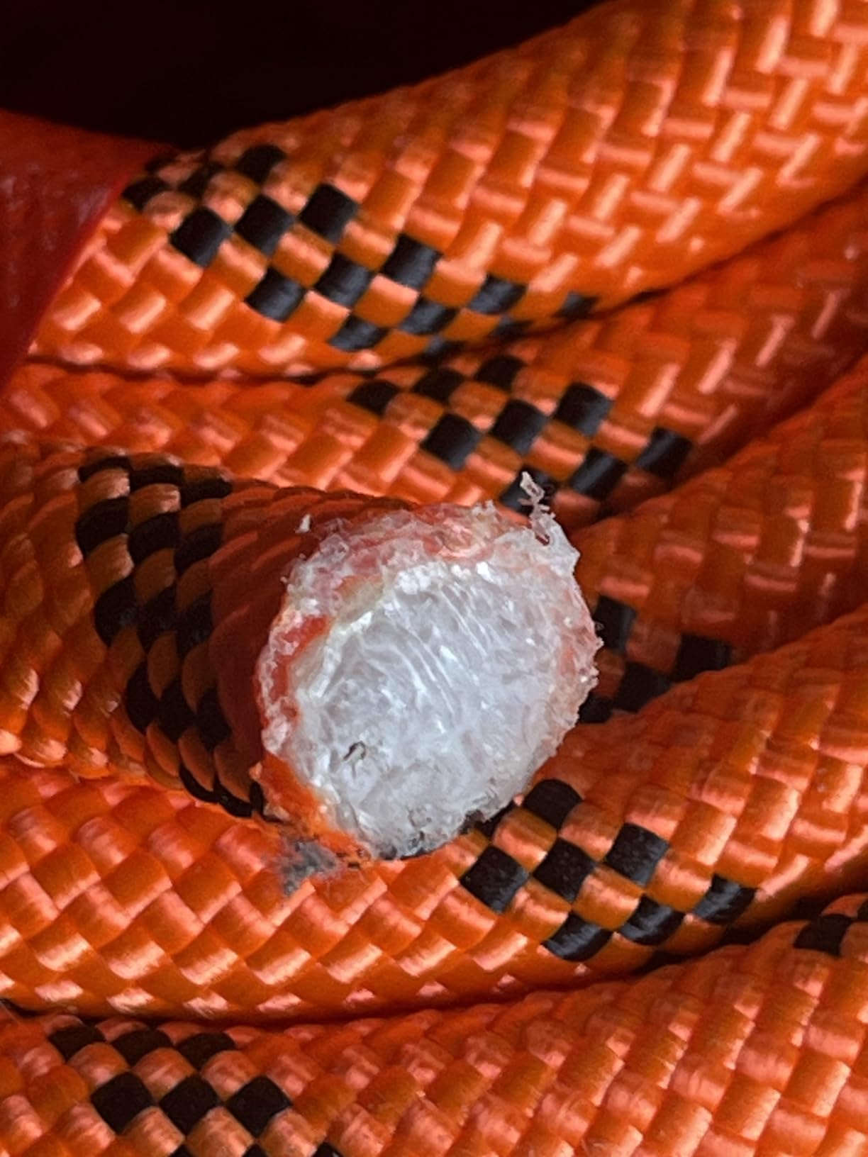 Double Braided Arborist Rigging Rope - 1/2 in X 100 ft 48 Strands Rappelling Outdoor Pulling Heavy Duty Polyester Bull Rope for Swing Tree Work Camping Rescue Hiking Logging - Orange customer photo 2
