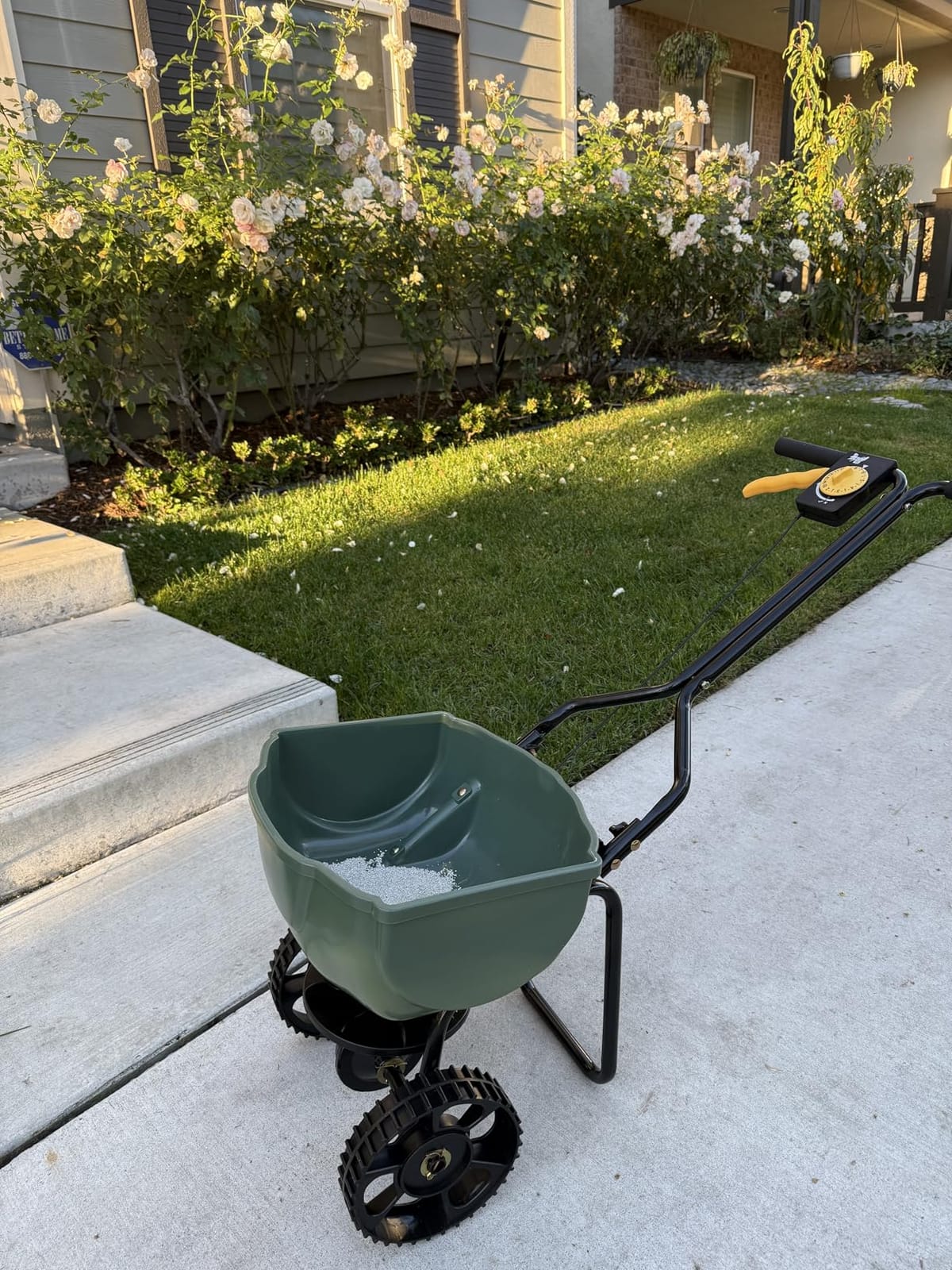 Amazon Basics Fertilizer Spreader for Lawn, Evenly Spreading, Multi-Gear System, Covers 5000 Square Feet per Load, 33 Pounds, 0.53 Cubic Feet, All Season, 1-Pack customer photo 1