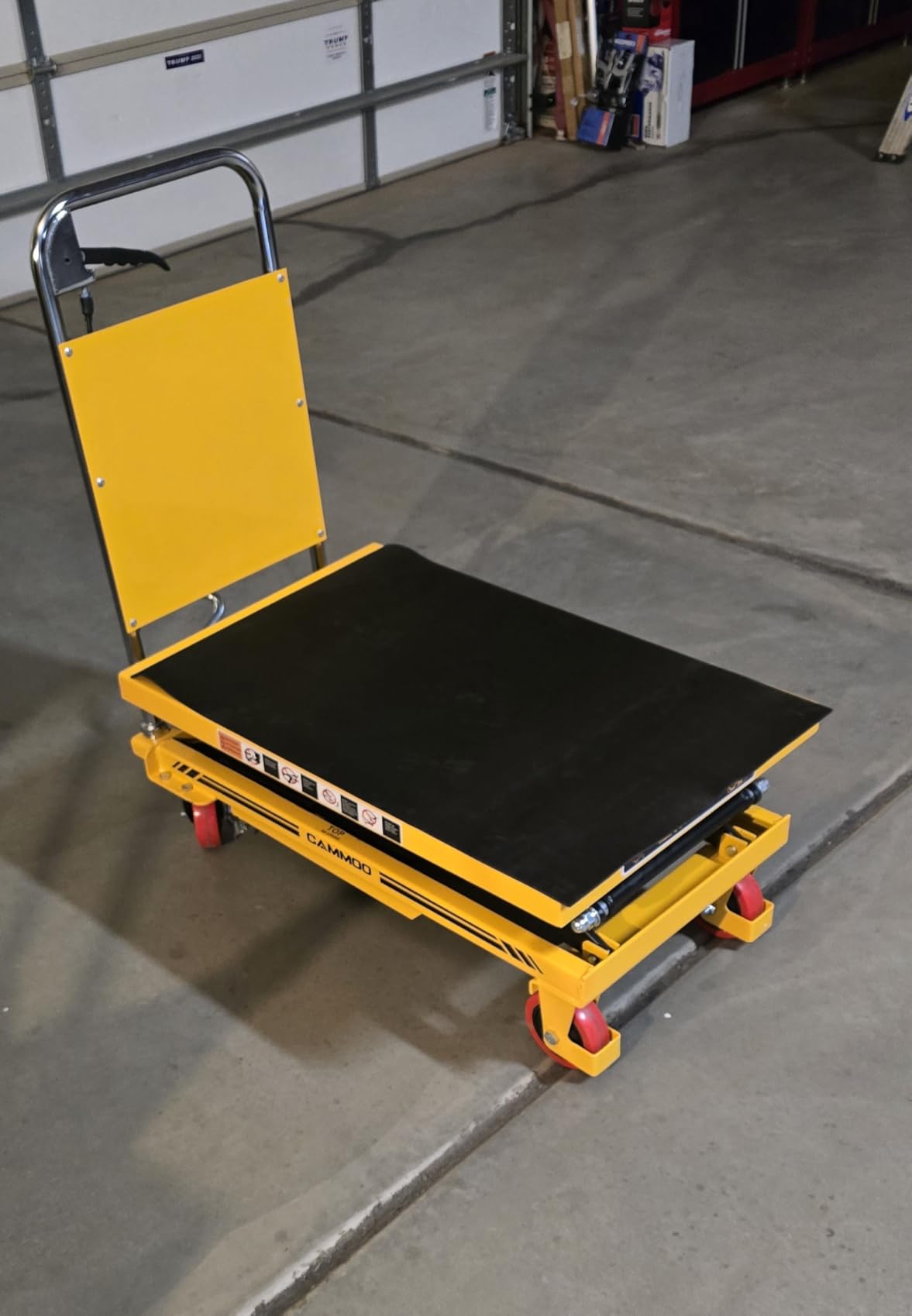 CAMMOO Hydraulic Lift Table Cart, 330 lb Double Scissor Lift, Yellow customer photo 2