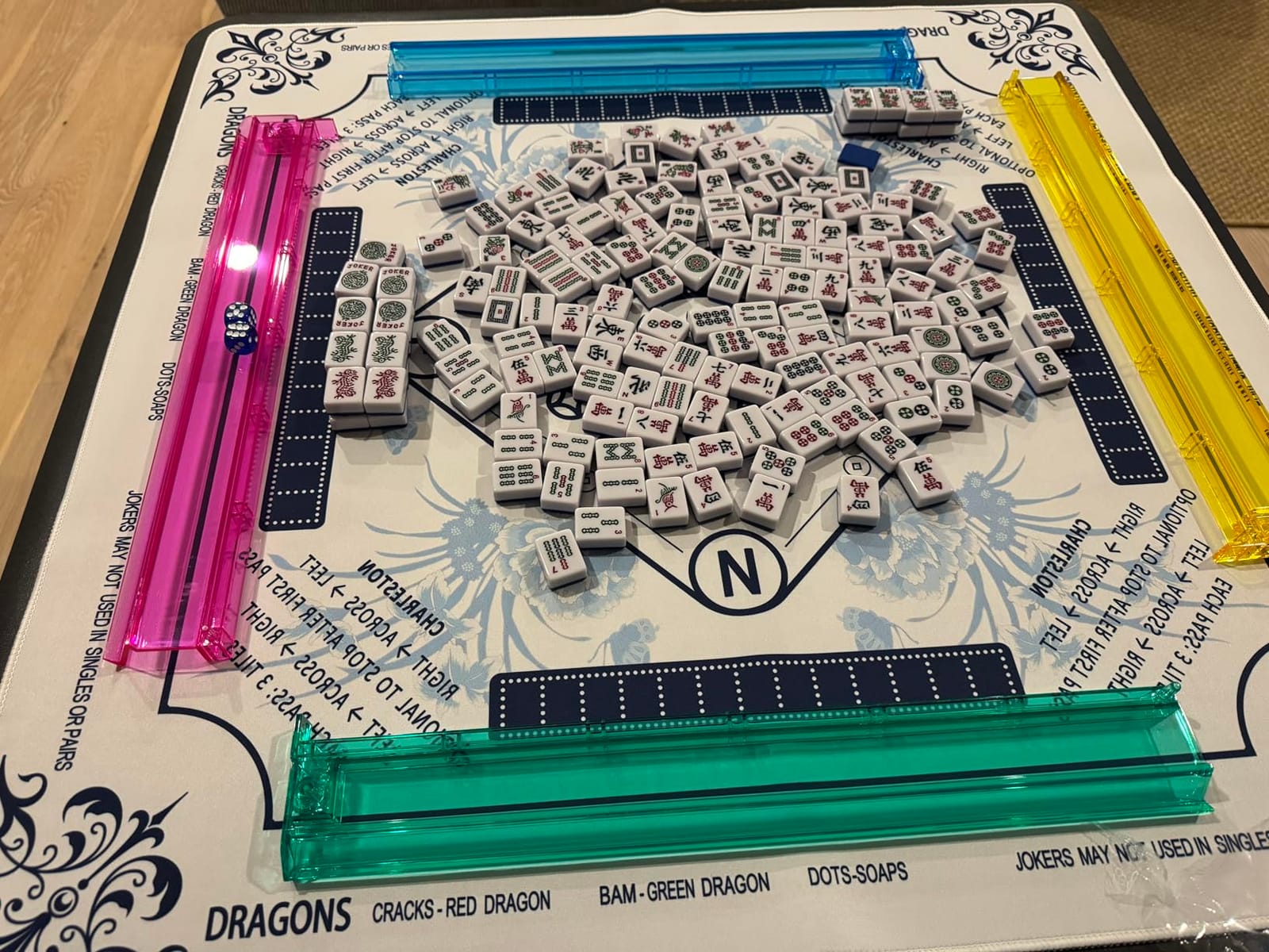 TIASUSAN American Mahjong Tile Set, 166 Blue Tiles, Bag and Mahjong Accessories, 4 All-in-One Rack/Pushers, Mahjong Set Complete customer photo 2