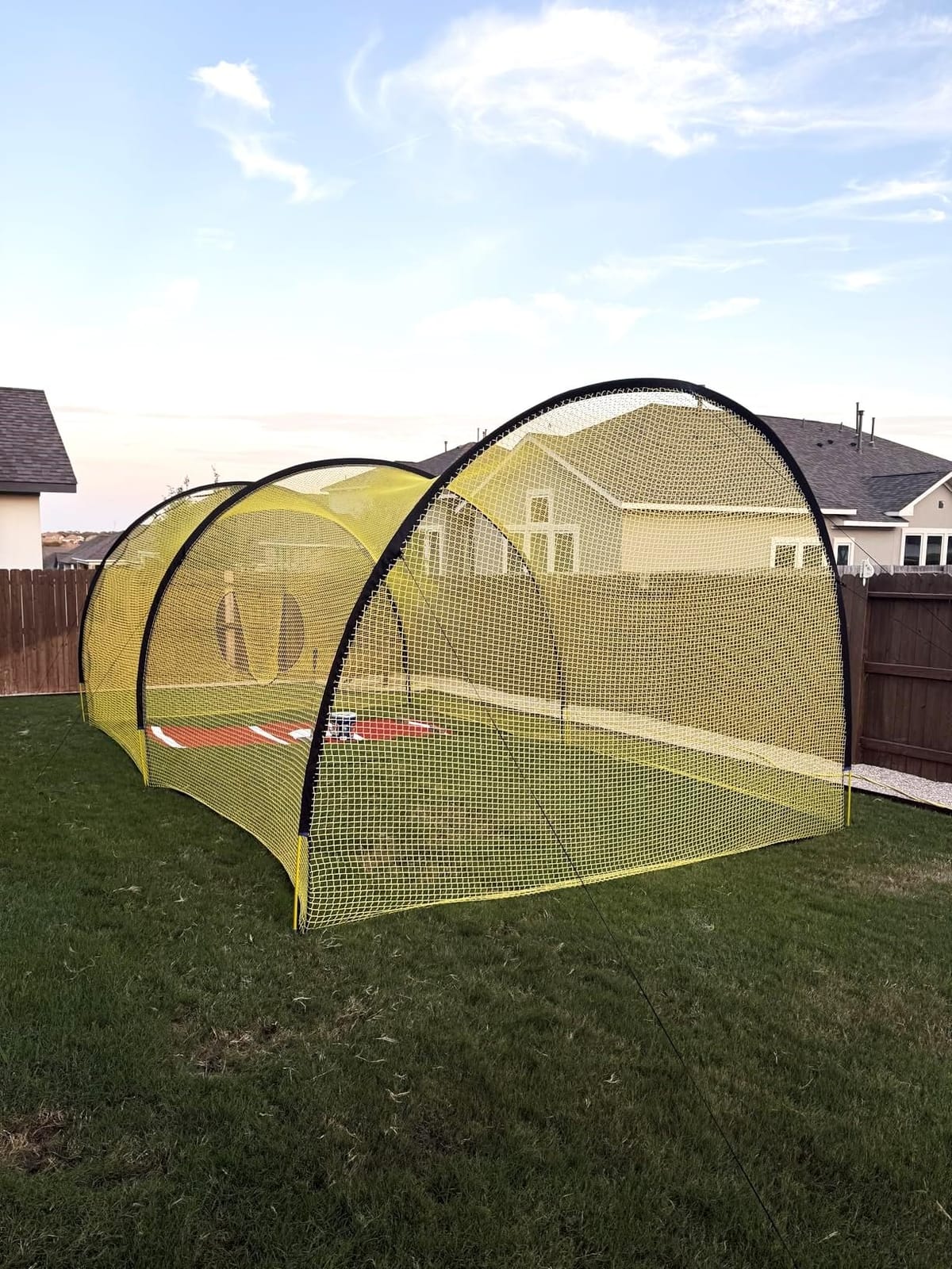 Upgraded 22ft x 12ft x 8ft Baseball & Softball Batting Cage Net with Pitching Machine Hole, 5ply 1.25'' Anti-Tear Netting, 13.4MM Fibreglass Poles, Portable Carry Bag customer photo 2
