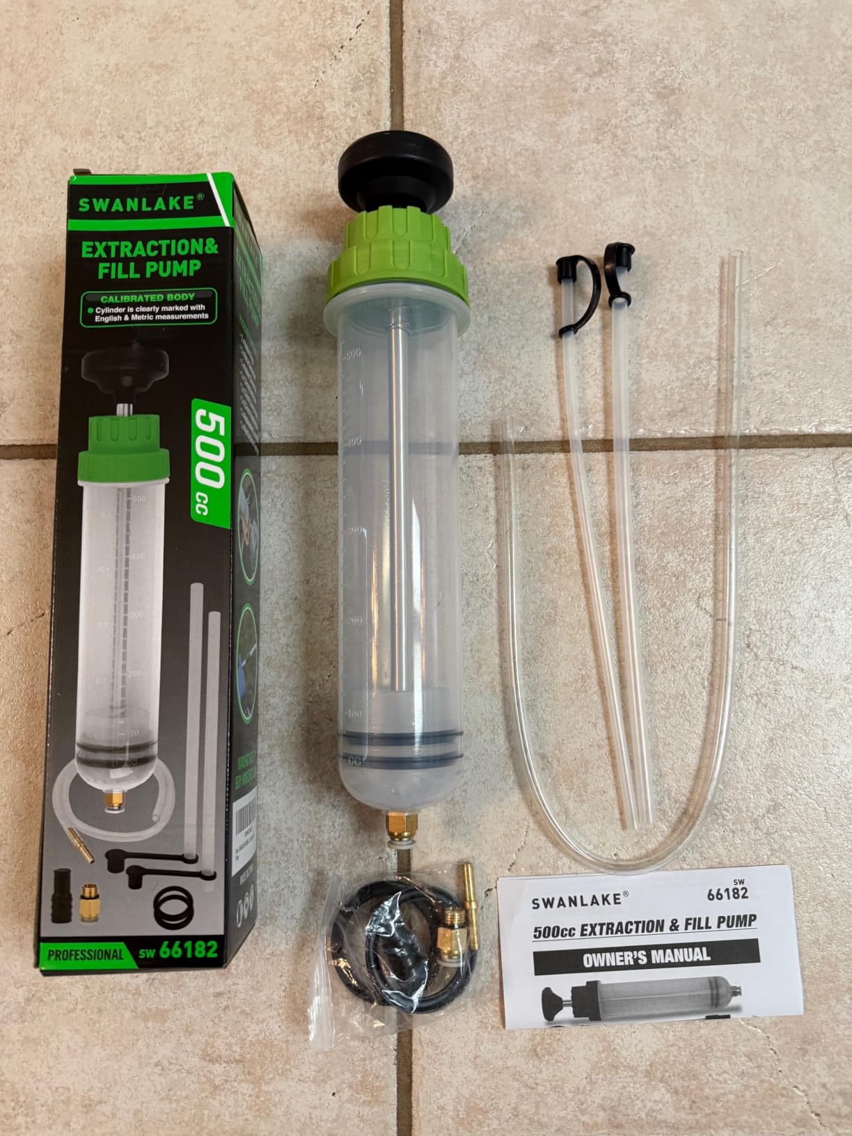 SWANLAKE 500cc Fluid Extractor & Fill Pump, Automotive Fluid Pump Extractor, Oil Change Pumps with 23'' Long Hose, 2PCS 12'' Extension Tubes, Suction Pumps for Lawn Mowers Cars customer photo 2