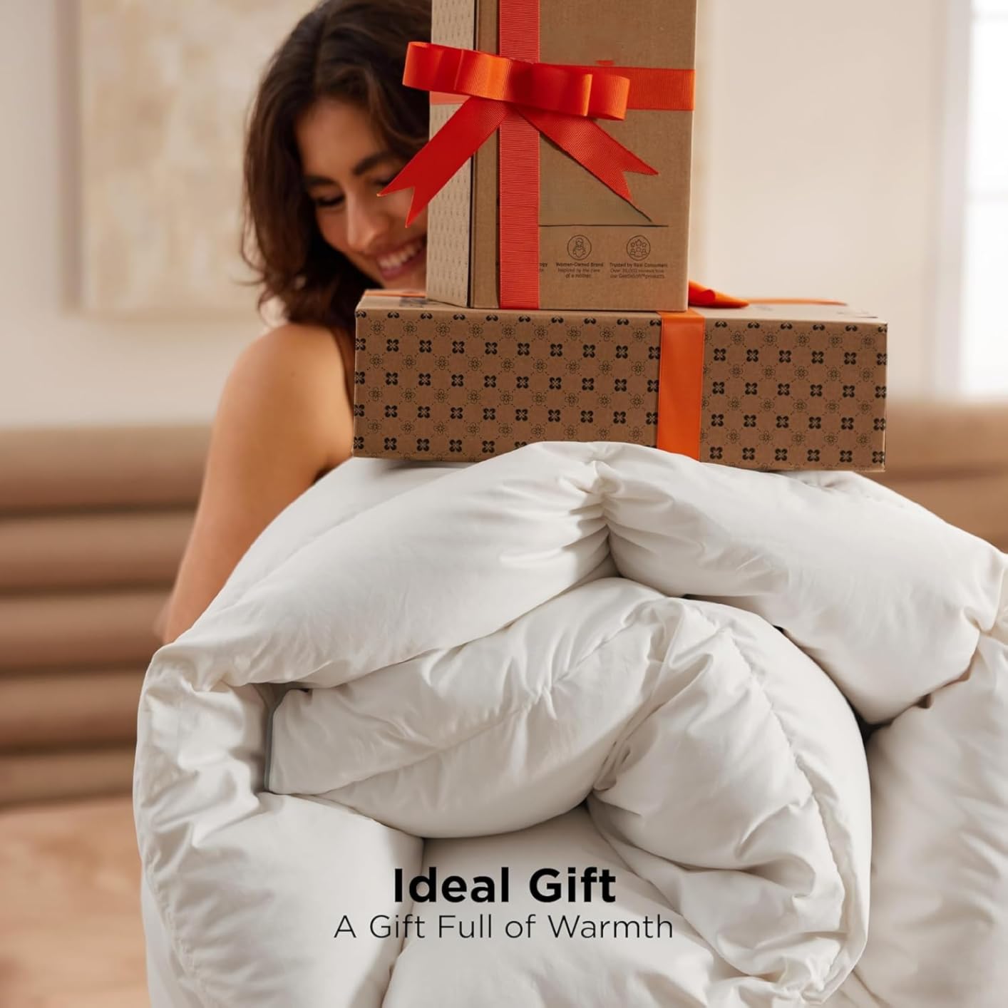 Bedsure PureWoven Feather Down Comforter Queen Size, All Season Duvet | Downpass Certified, Hotel Luxury Duvet Insert, 8 Corner Tabs & Storage Bag, Soft Cotton Blend, 90x90 Inches, Medium Weight customer photo 1