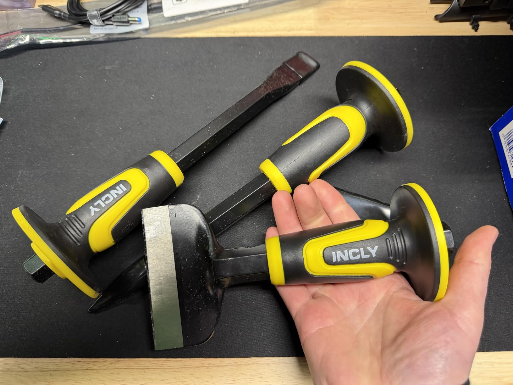 INCLY 3PCS Masonry Chisel Set with Hand Guard, Stone and Rock Chisel customer photo 2