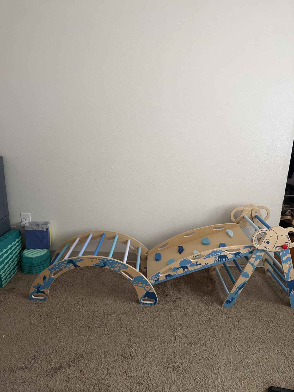 WINGYZ Pikler Triangle Set, Montessori 8-in-1 Climbing Set with Cushion | Wood Jungle Gym for 18M-5Y, Foldable, Reversible Animal Slide, Patent-Protected, 2.35in Gap, ASTM F963, Rainbow customer photo 1