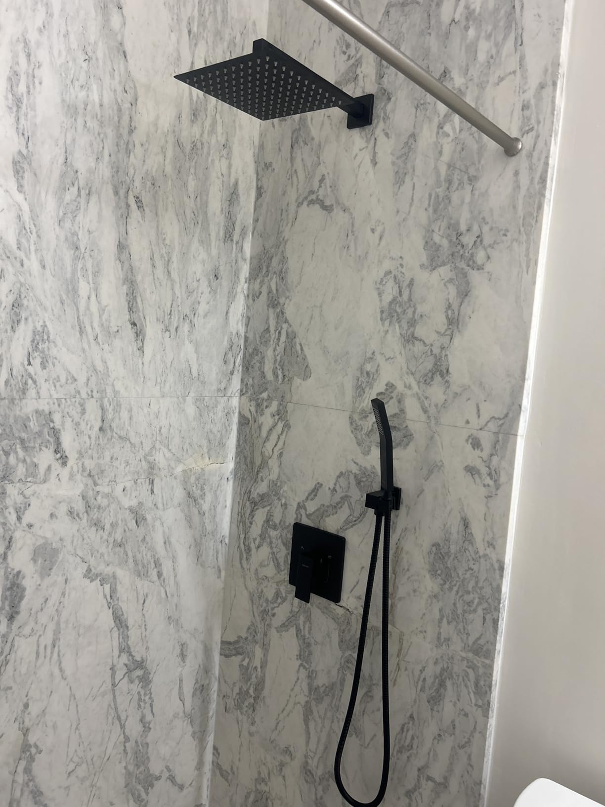 SR SUN RISE Shower System 10 Inch Rainfall Brass Valve Trim Kit Black | Wall-Mounted Rainfall Shower Set with Valve, Pressure Balance for Stable Temp, 304 Steel, Lead-Free Waterway, Leak-Resistant customer photo 2