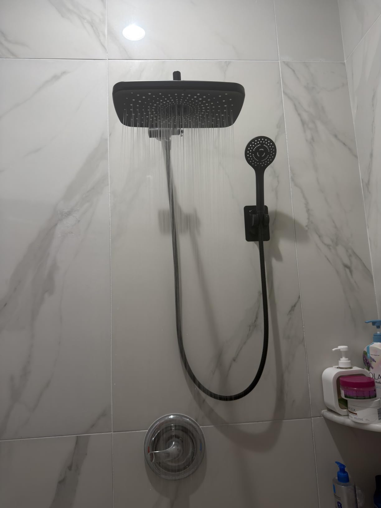 Black Rain Shower Head with Handheld Shower Head, 5 Spray Modes | High-Pressure Dual Shower Combo, Multi-Spray Handheld, 11-Inch Metal Extension Arm, Detachable Design for Easy, Flexible Use customer photo 1