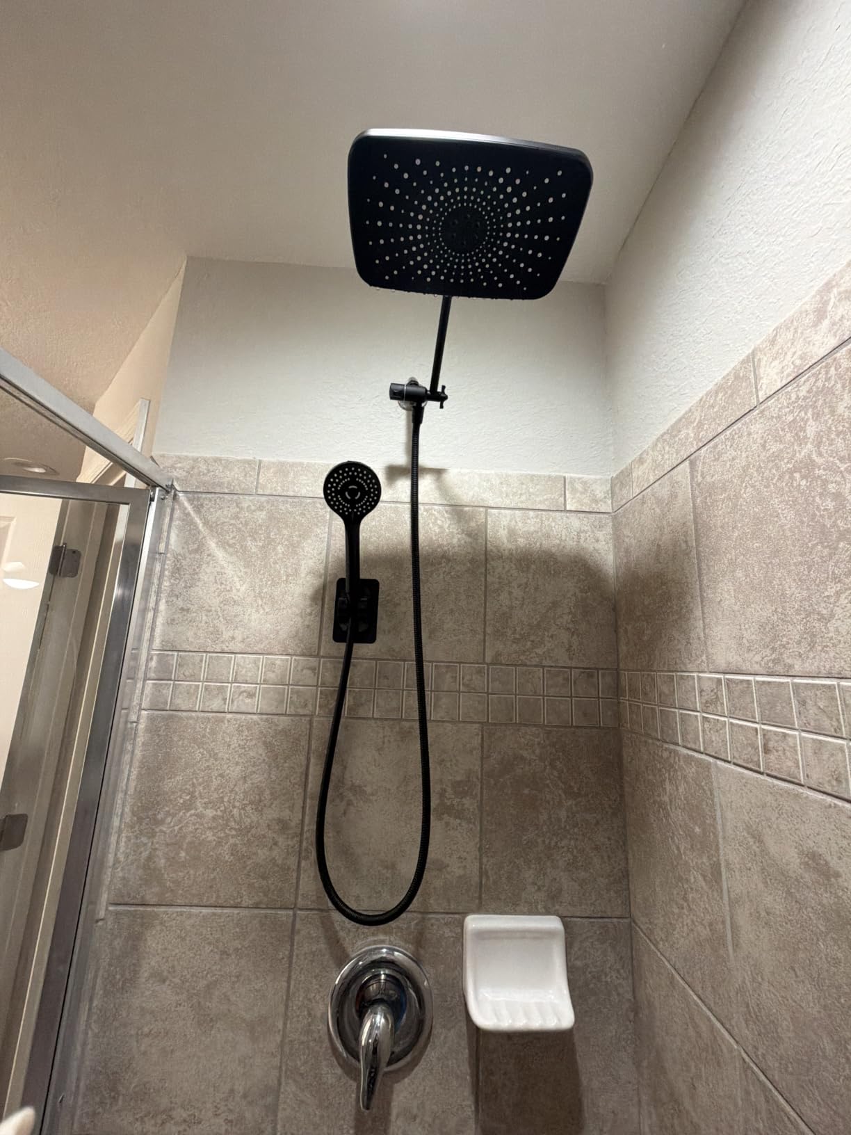 Black Rain Shower Head with Handheld Shower Head, 5 Spray Modes | High-Pressure Dual Shower Combo, Multi-Spray Handheld, 11-Inch Metal Extension Arm, Detachable Design for Easy, Flexible Use customer photo 2