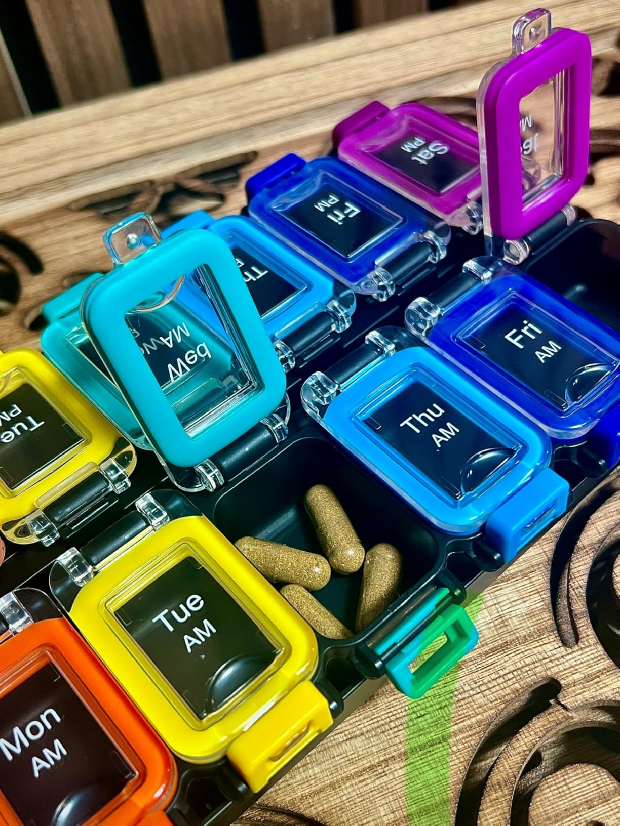 Large Weekly Pill Organizer 2 Times a Day – AM/PM Medicine Organizer with Thick Silicone Seal, Upgraded Secure Locks, Moisture-Proof Pill Box with Removable Rows for Travel, Fits Large Supplements customer photo 1