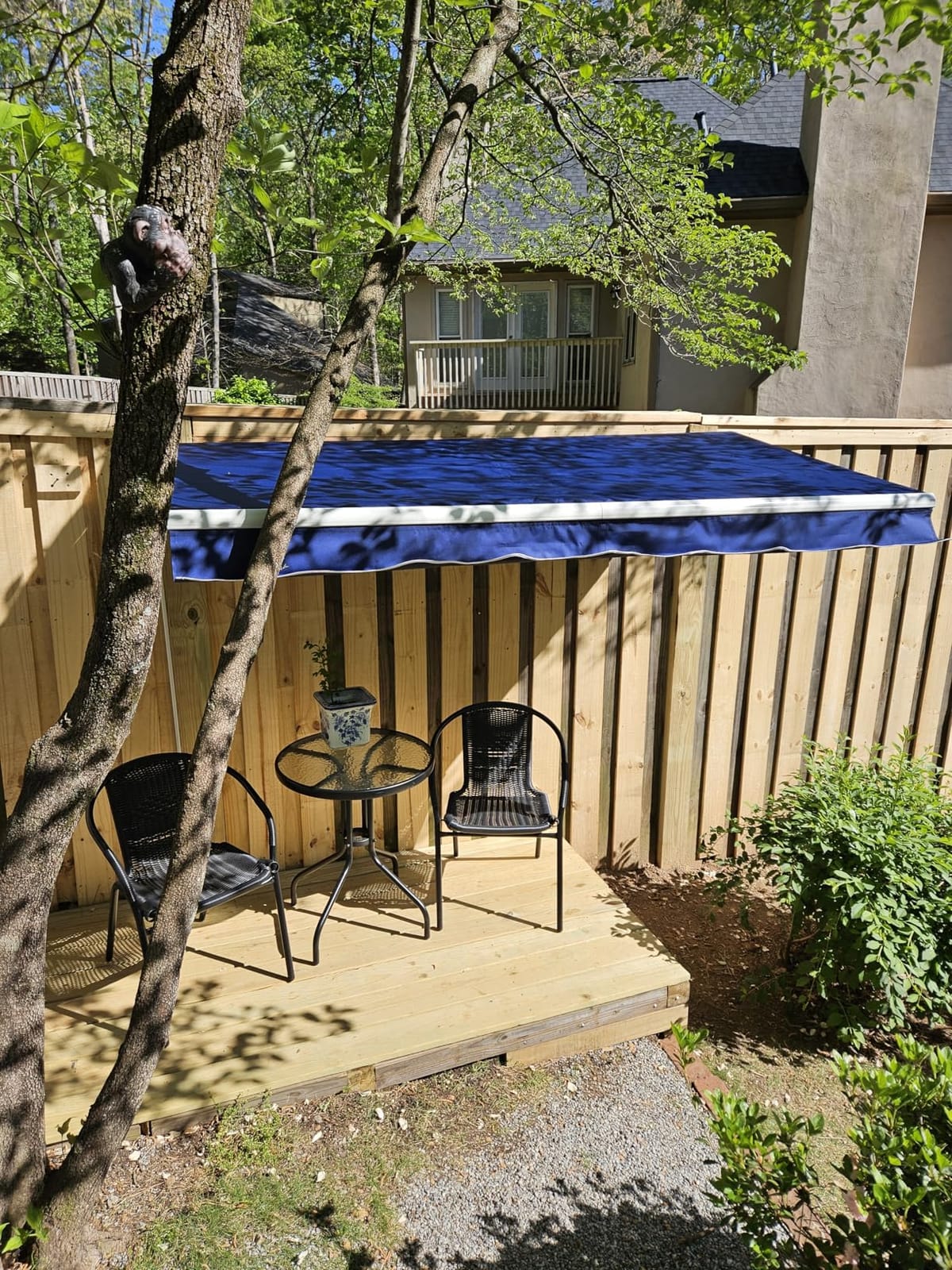 13' x 8' Manual Retractable Awnings, Patio Awning Sunshade Shelter Cover with Crank Handle, 280g/m2 UV & Water-Resistant Fabric, Outdoor Canopy Sunsetter Awnings for Balcony Yard Deck, Gray customer photo 2