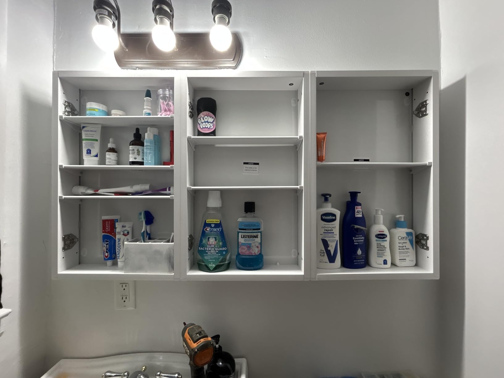 TokeShimi 48x26 Recessed Medicine Cabinet with Mirror Aluminum, Silver Tempered Frameless Bathroom Mirror with Storage Adjustable, White Wall Mounted Medicine Cabinet for Bathroom Farmhouse customer photo 2