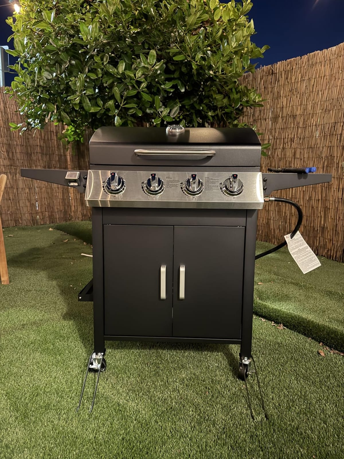 HUGROVE 4-Burner Propane Gas BBQ Grill, Upgraded 40,000 BTU Stainless Steel Barbecue Grill with Foldable Side Tables, Spice Rack & Wheels for Outdoor Cooking customer photo 1