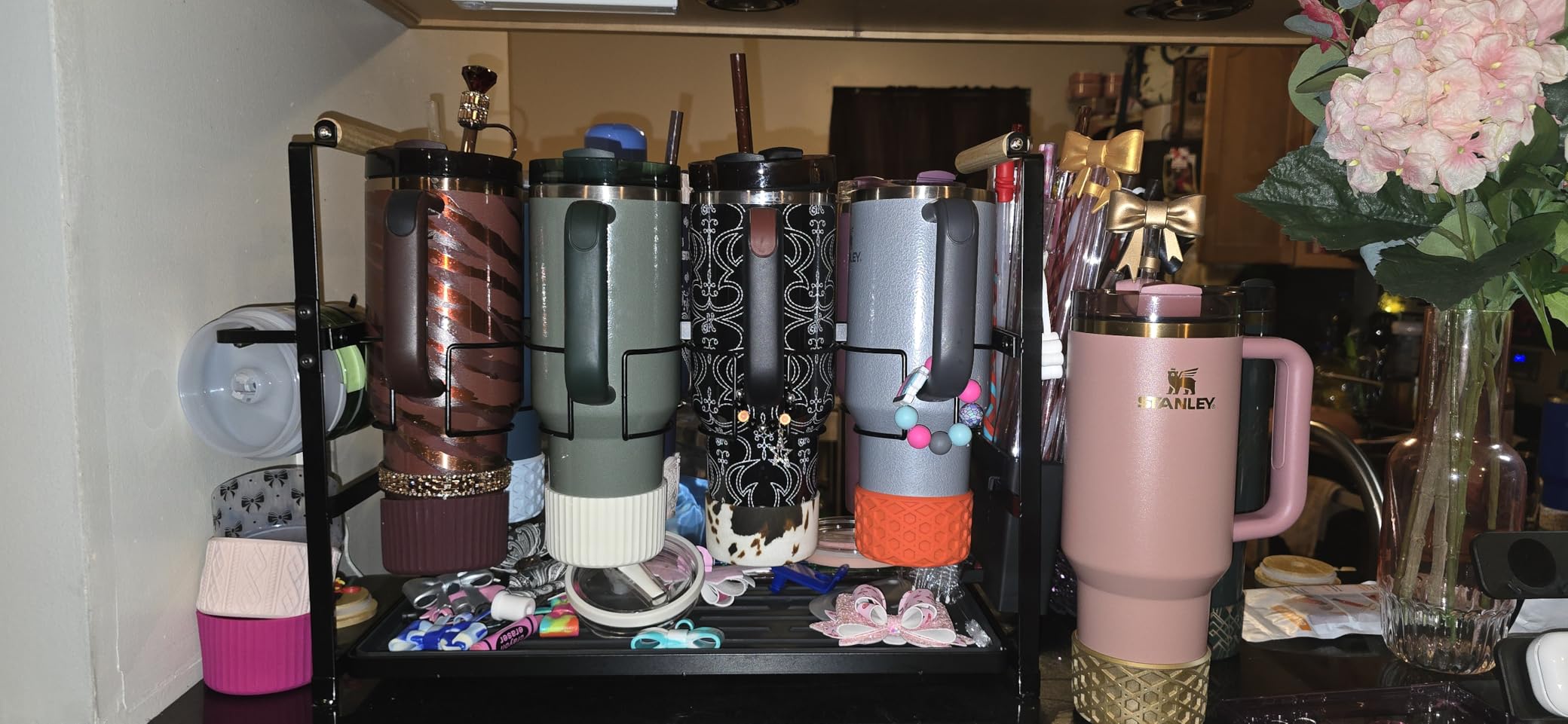 Housolution Water Bottle Tumbler Storage Organizer Drying Rack for Stanley customer photo 1