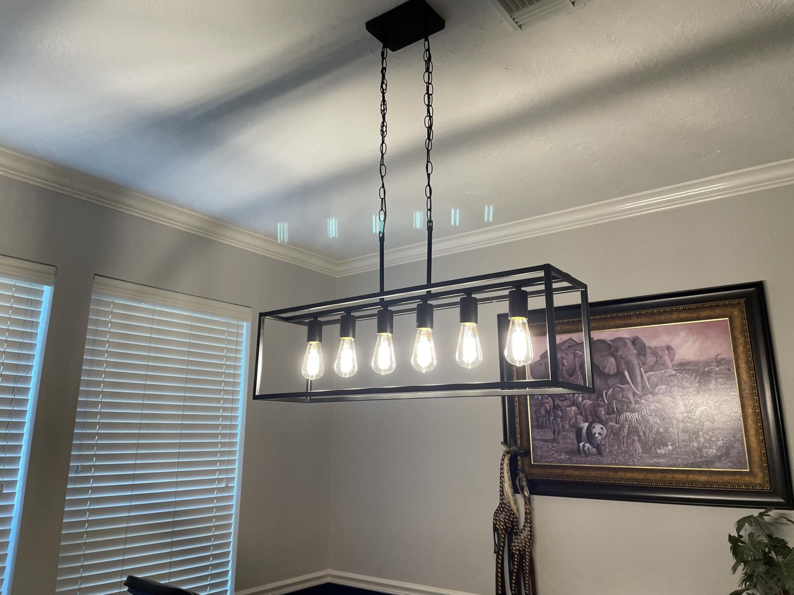 6 Light Black Chandeliers for Dining Room, Adjustable Height Linear Chandelier Kitchen Light Fixture, Modern Farmhouse Chandelier Rectangle Island Light for Kitchen Hanging Light Fixtures customer photo 2
