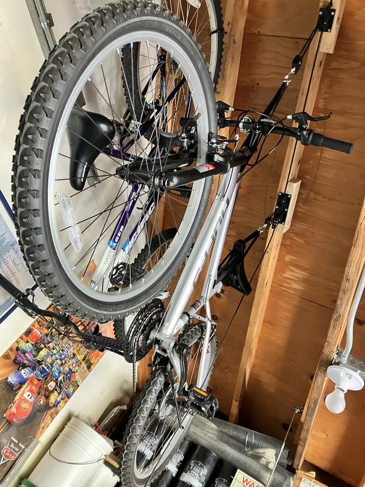 TRUSOON Bike Hoist, Heavy Duty Ebike Pulley System for Garage Ceiling, 85lb | Quick-release straps replace metal hooks; ebike-rated; fits 10-16 ft ceilings; auto-lock safety; for ladders & snowboards customer photo 1