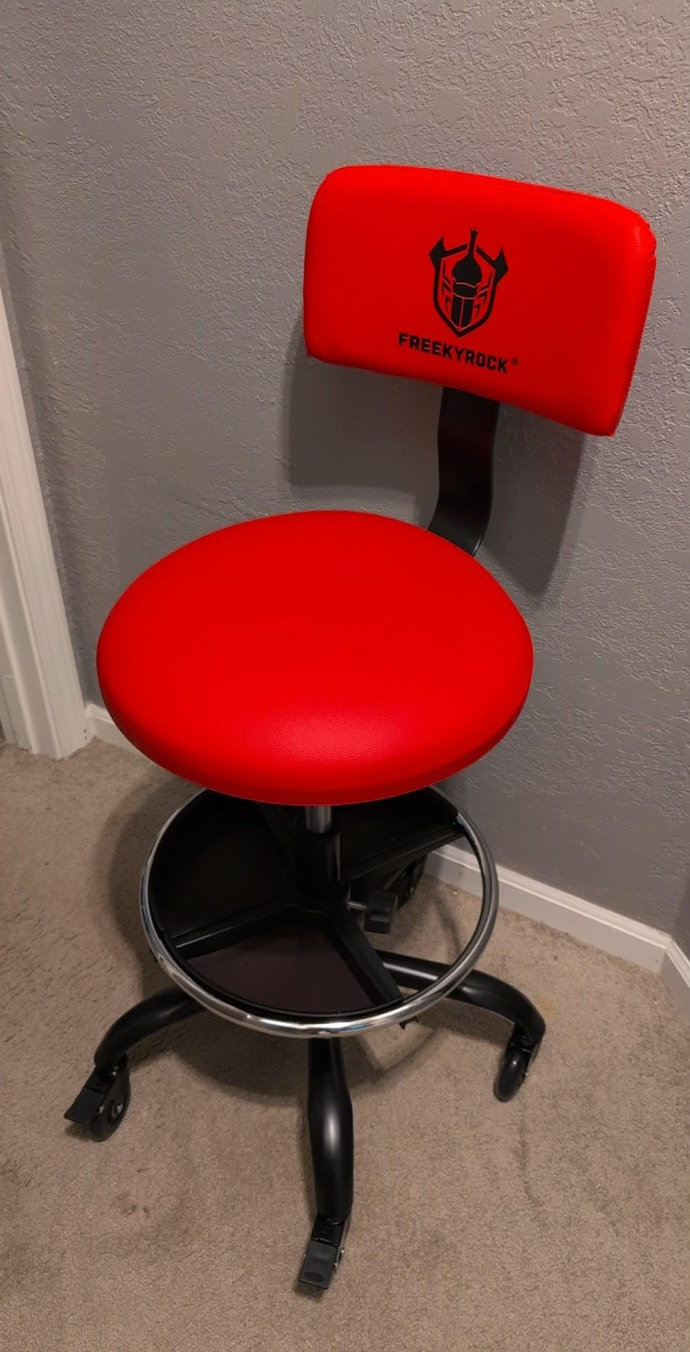 Rolling Shop Stool with Wheels, Garage Mechanic Stool Chair with Backrest, Height Adjustable Heavy Duty Swivel Task Chair, Adjustable Footrest with Storage Tray for Garage Kitchen Salon Tattoo (Black) customer photo 1