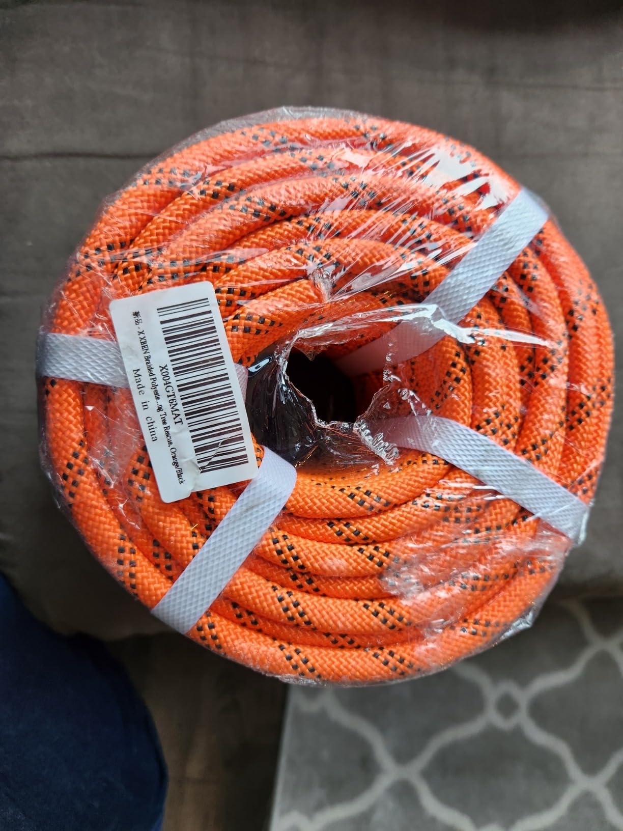 X XBEN Braided Polyester Arborist Ropes 1/2 inch X 120ft, 48 Strands, 12 Inner core,5174 LBS Breaking Strength Outdoor Rope, Arborist Rigging Rope for Rock Hiking Camping Swing Tree Rescue, Green customer photo 1