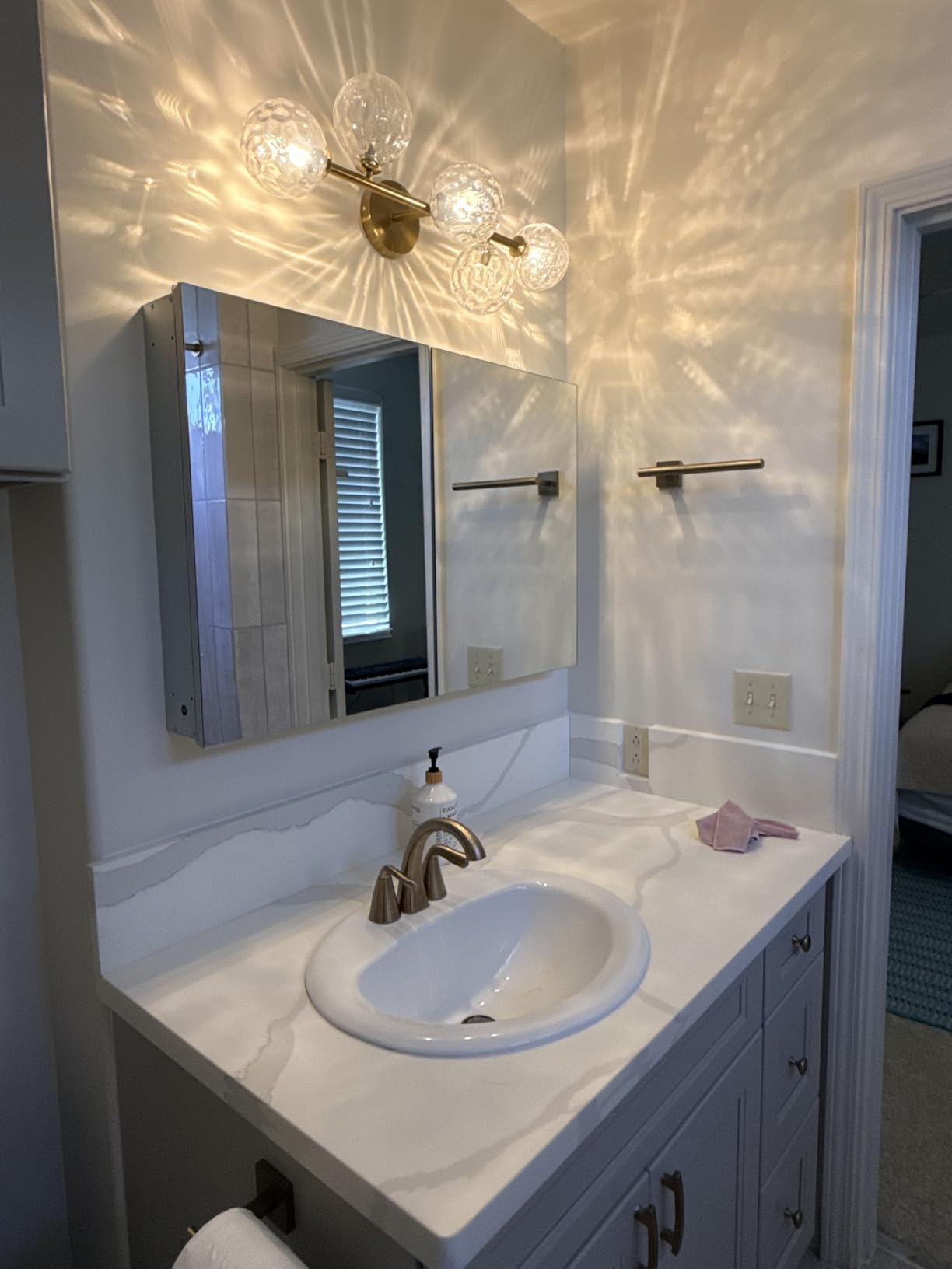 Keonjinn 64 x 32 Inch Oversized Medicine Cabinet Mirror, Adjustable Shelves | Assembly Required, Lightweight Aluminum Frame, Adjustable Shelves, Surface Mount or Recessed, Soft Close, Silver customer photo 2