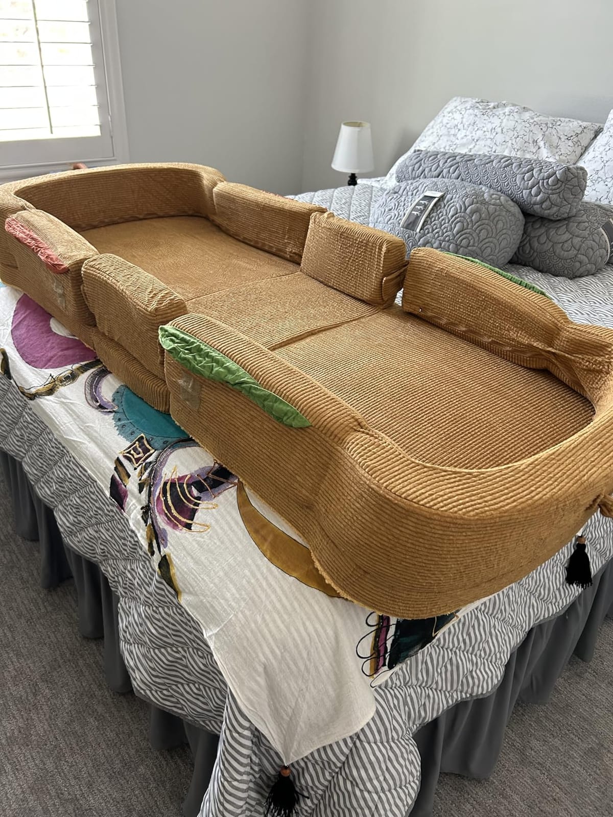 Toddler Travel Bed Sandwich Style - Portable Toddlers Floor Beds, Foldable Soft Foam Travel Bed for Baby and Kid, Washable Cover Toddler Cot with Safety Rail for Travel, Home/Travel Sleep customer photo 1