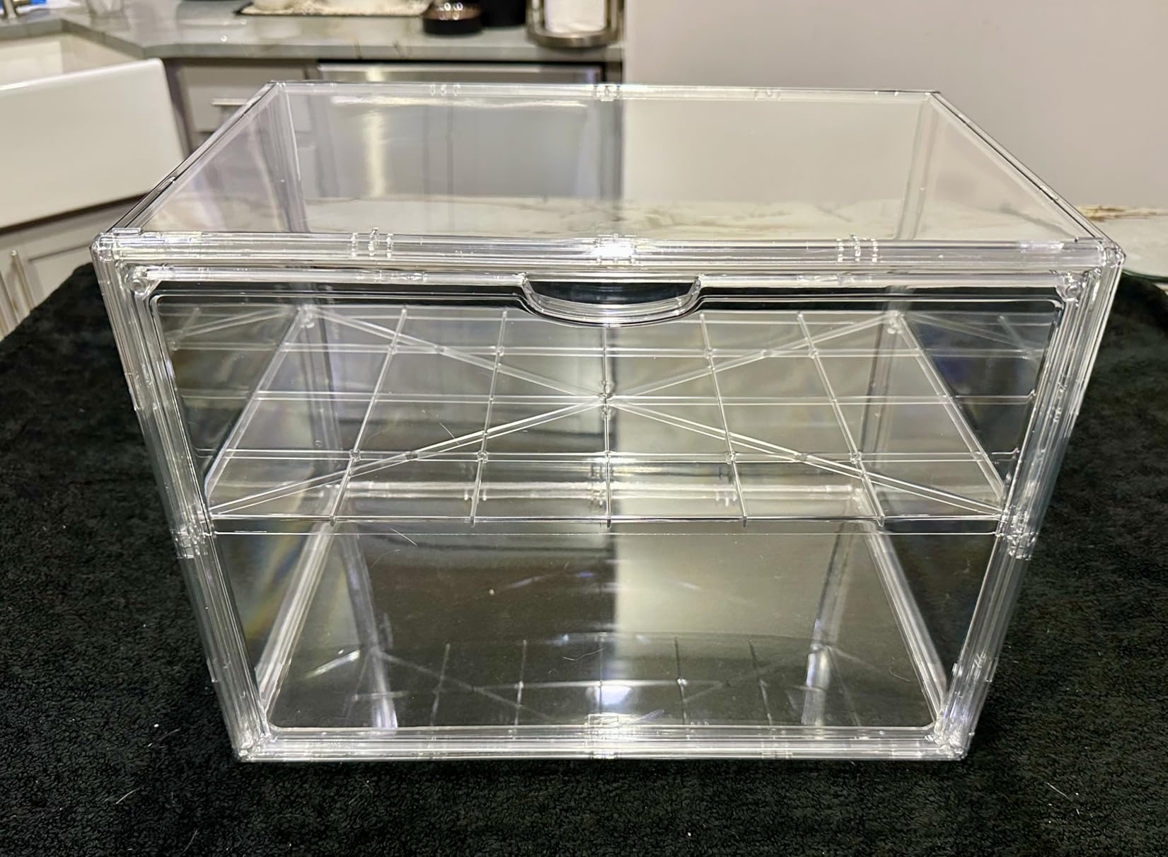 JOYZAN Pastry Display Case, 2 Tier Bread Box for Kitchen Countertop, Acrylic Bread Container with Magnetic Door, Large Bakery Display case for Breads & Muffins 15.3