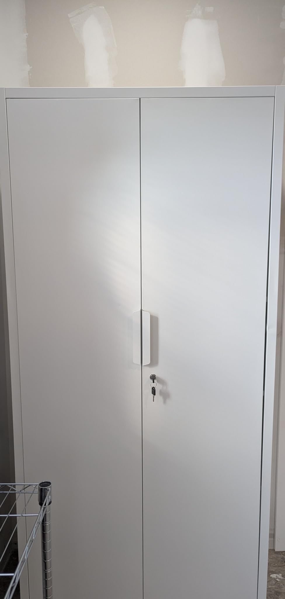 Locking Metal Wall Mounted Garage Storage Cabinet with Doors and Shelves | Small Lockable Hanging Floating Tool Cabinet for Shop, Black customer photo 2