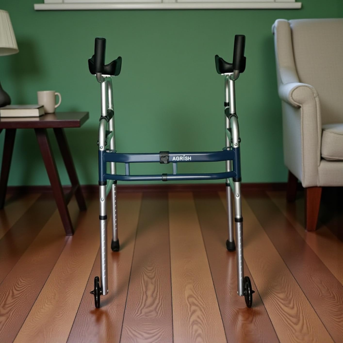 Narrow Walker Folding Upright Walker - with Removable Armrests, 450LBS Heavy Duty, Width & Height Adjustable Narrow Walkers for Seniors, Disabled, Bariatric customer photo 2