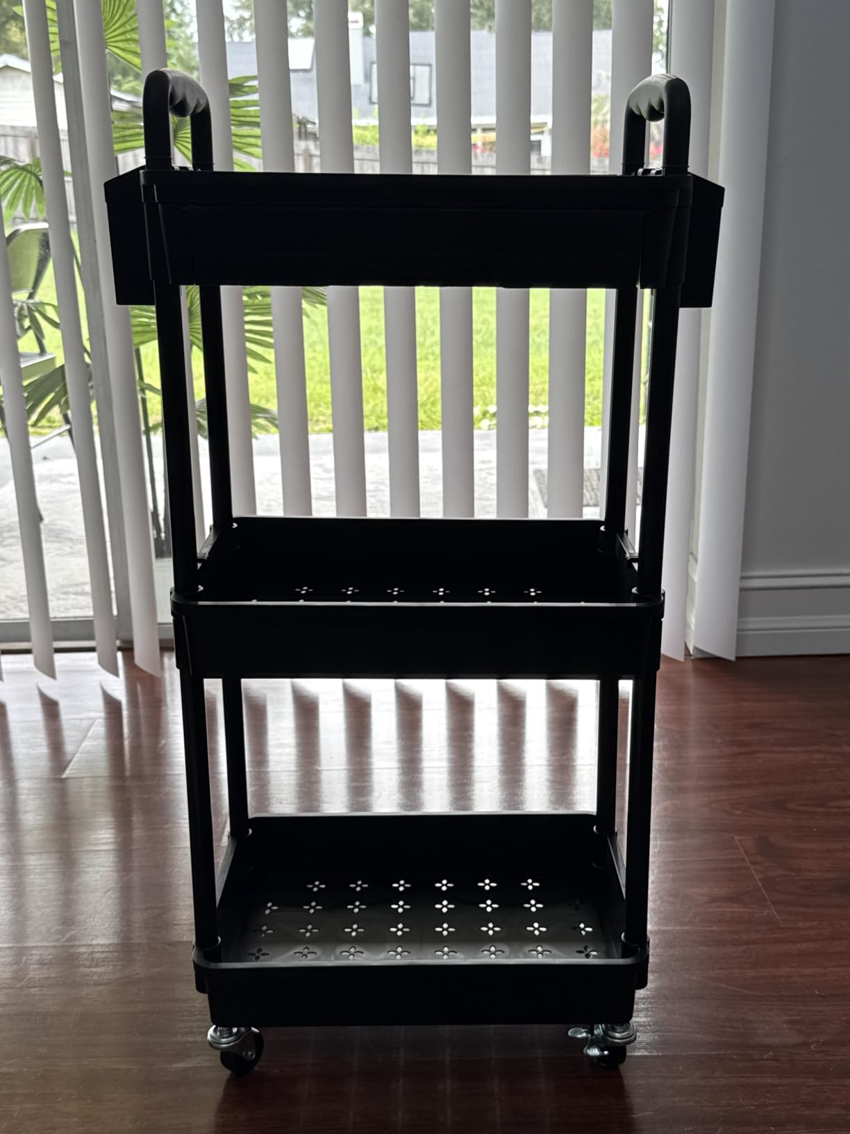 SUNALLY 3 Tier Rolling Cart with Drawer, Craft Storage Cart Organizer, Black | Bathroom Storage Organizer with 2 Lockable Wheels, Rolling Utility Cart for Kitchen, Office, Baby, Makeup, Nail, Snack, Laundry customer photo 2
