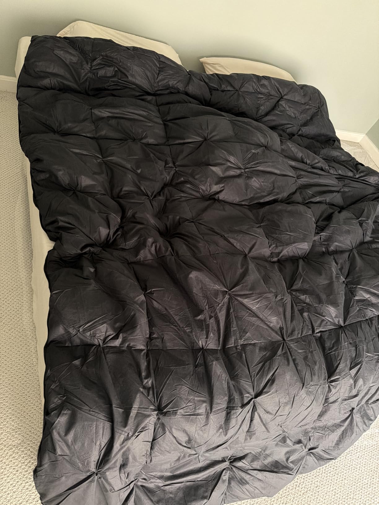 Three Geese Queen Size Pinch Pleat Duck Feather Down Fiber Comforter - All-Season Down Duvet Insert Fluffy Baffle Box Design with 8 Corner Loops for Warmth and Softness customer photo 2