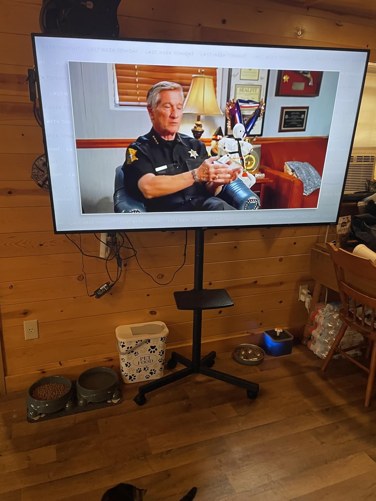 Portable Rolling TV Stand with Shelf for 32-85 in TVs up to 150 lbs customer photo 1