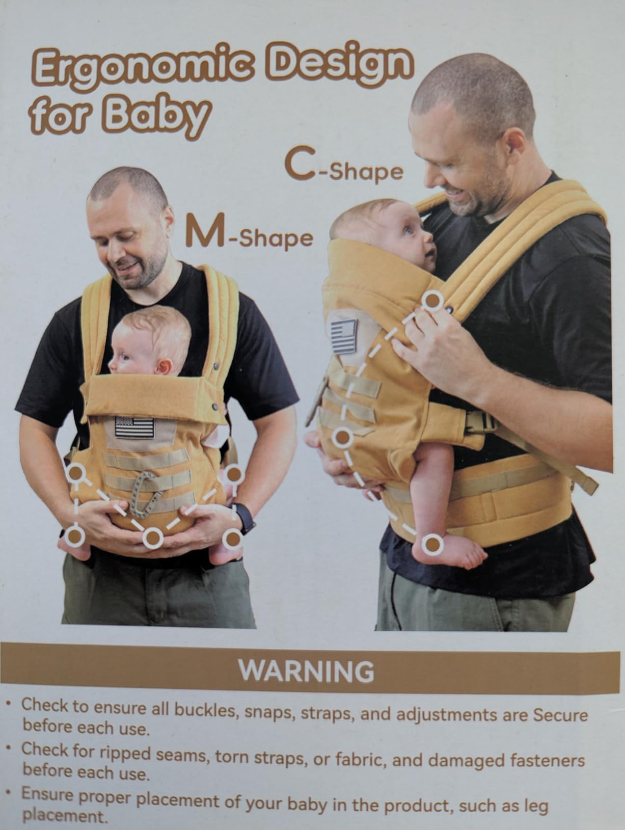 Baby Carrier, Lumbar Support Infant Carrier (0-36M, 8-33 lbs) with Foldable Headrest Carabiners for Big and Tall Parents, Men, Women (Black) customer photo 2