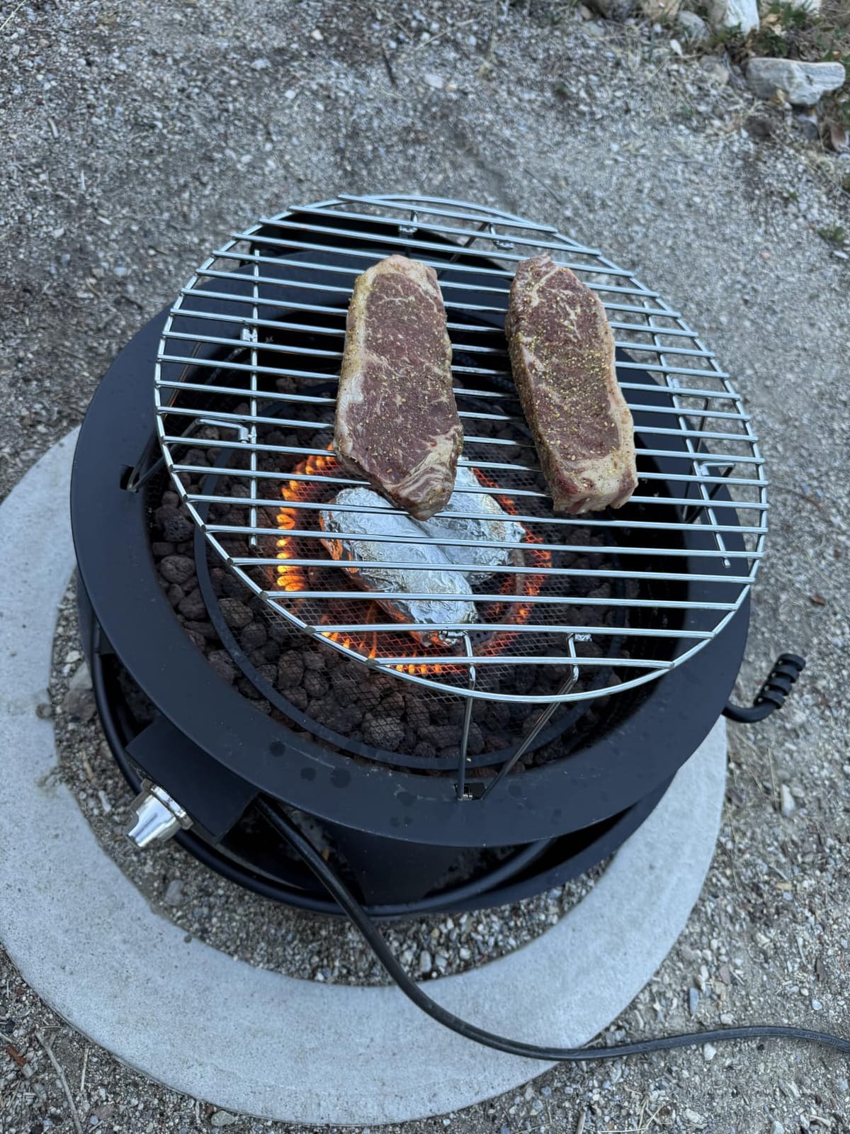 Panovue 24 Inch Portable Propane Fire Pit with Grill and Adjustable Flame | 60000 BTU Gas Firebowl, Lava Rocks Included, Smokeless Burning, Portable Design, For Backyard Camping and Gatherings customer photo 2