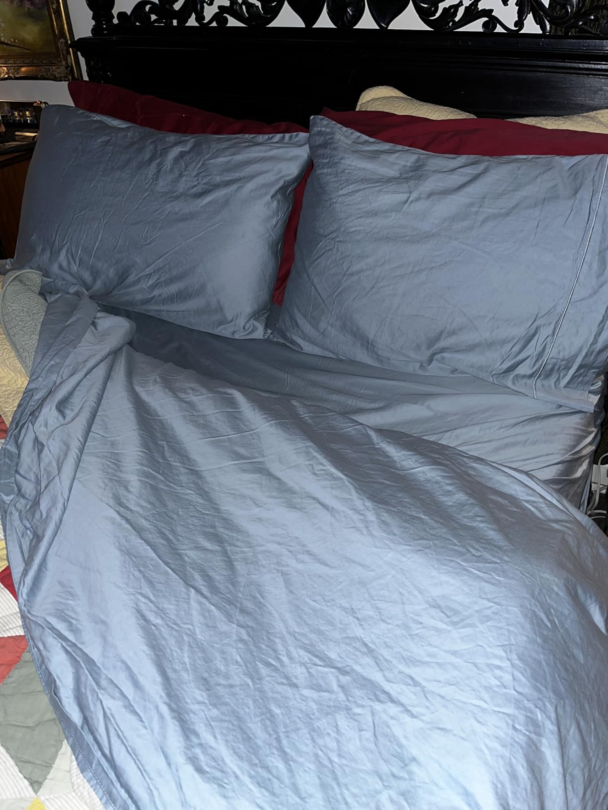 LANE LINEN 100% Egyptian Cotton Sheets Queen Size Sateen Weave - White customer photo 2