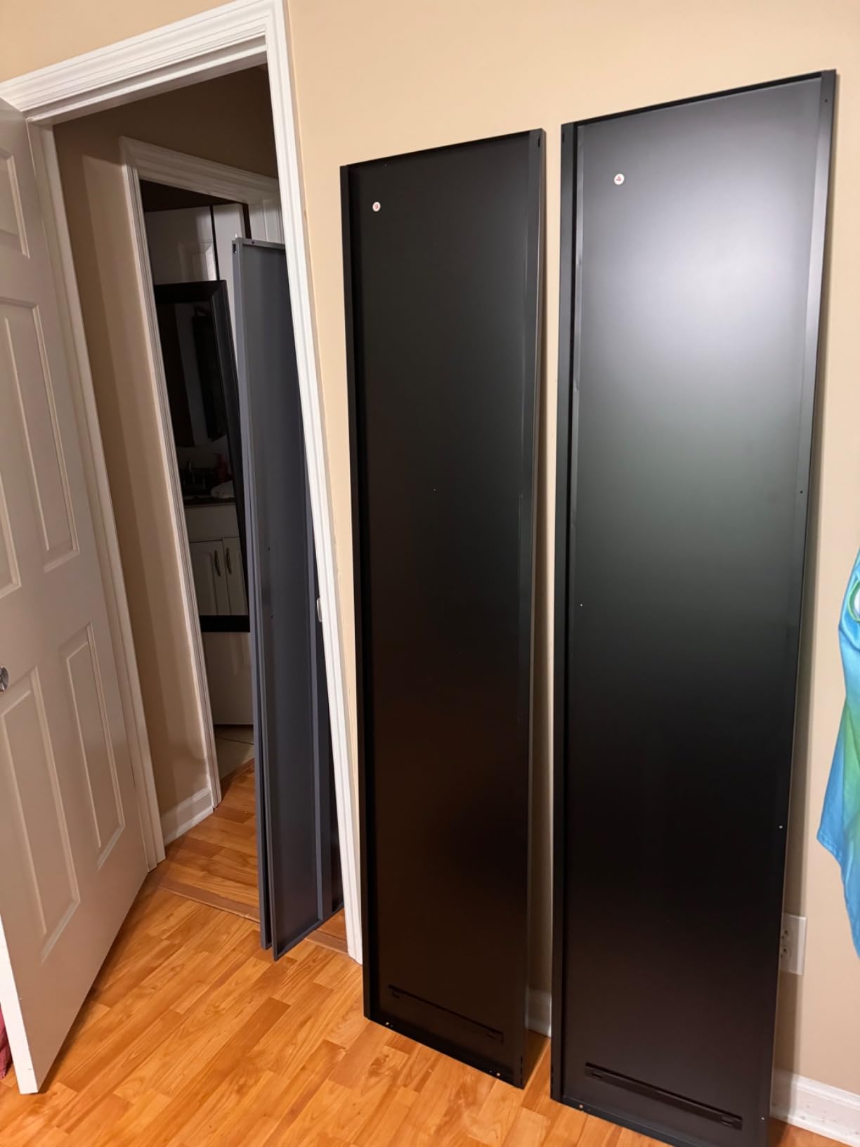 Wide & Deep Metal Storage Cabinet with Hanging Rod, Black Broom Closet Storage Cabinet with Lock, 72