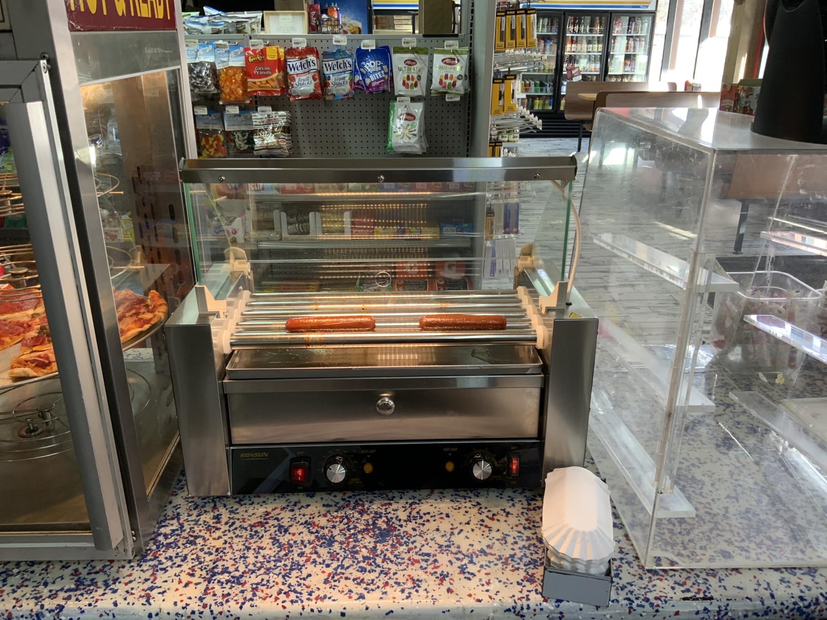ROVSUN Hot Dog Cart for 5-7 Rollers Hot Dog Machine w/Storage Bin & Shelves, Heavy-Duty Steel Mobile Stand for Concession Stands, Fairs, Events customer photo 2