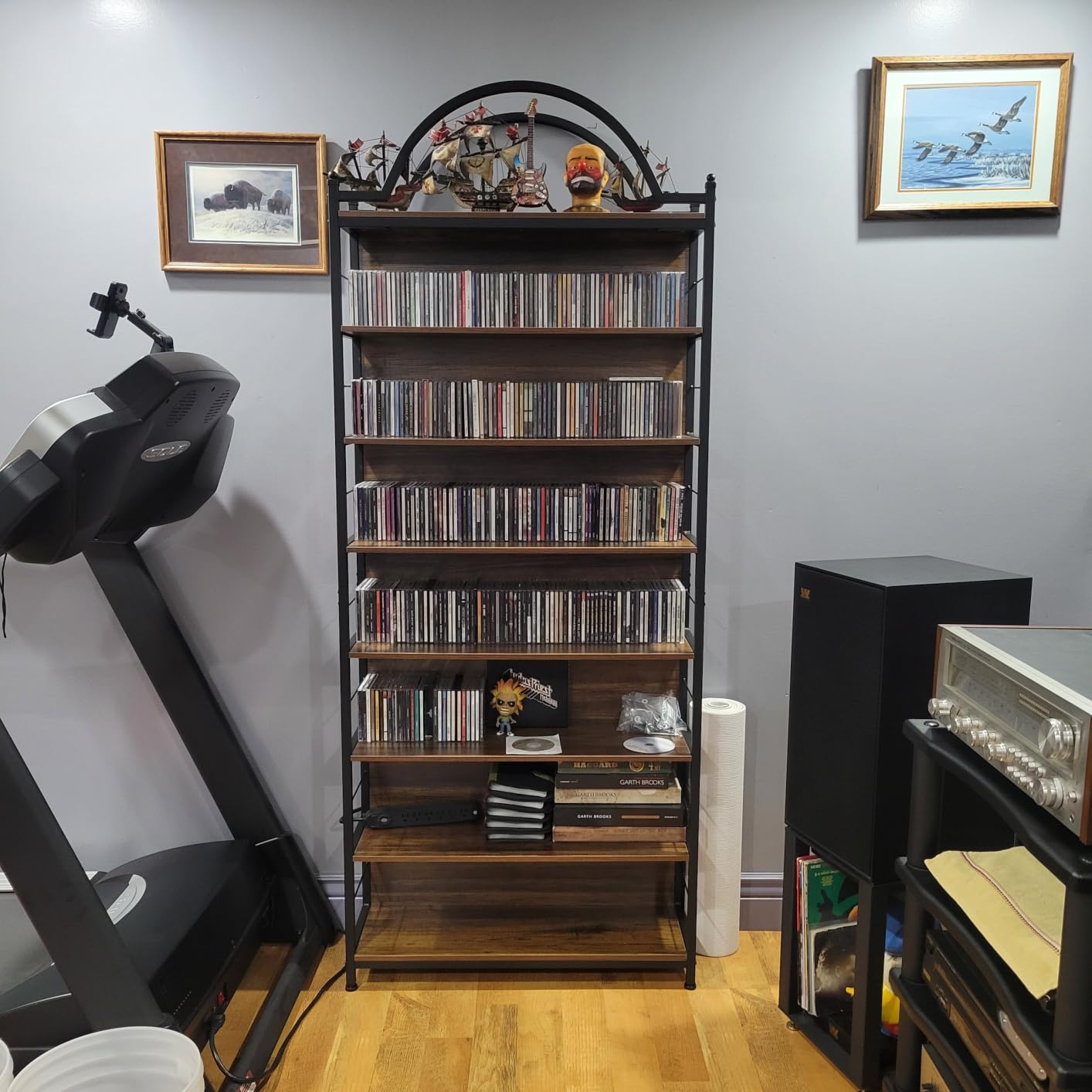 8-Tier CD Storage Rack, Holds 400+ DVD, Bookshelf with Adjustable Feet, 78.74'' Farmhouse Open DVD Rack, Stores CDs, DVDs, Books & Vinyl Records, Great for Home, Office, Recording Studio customer photo 1