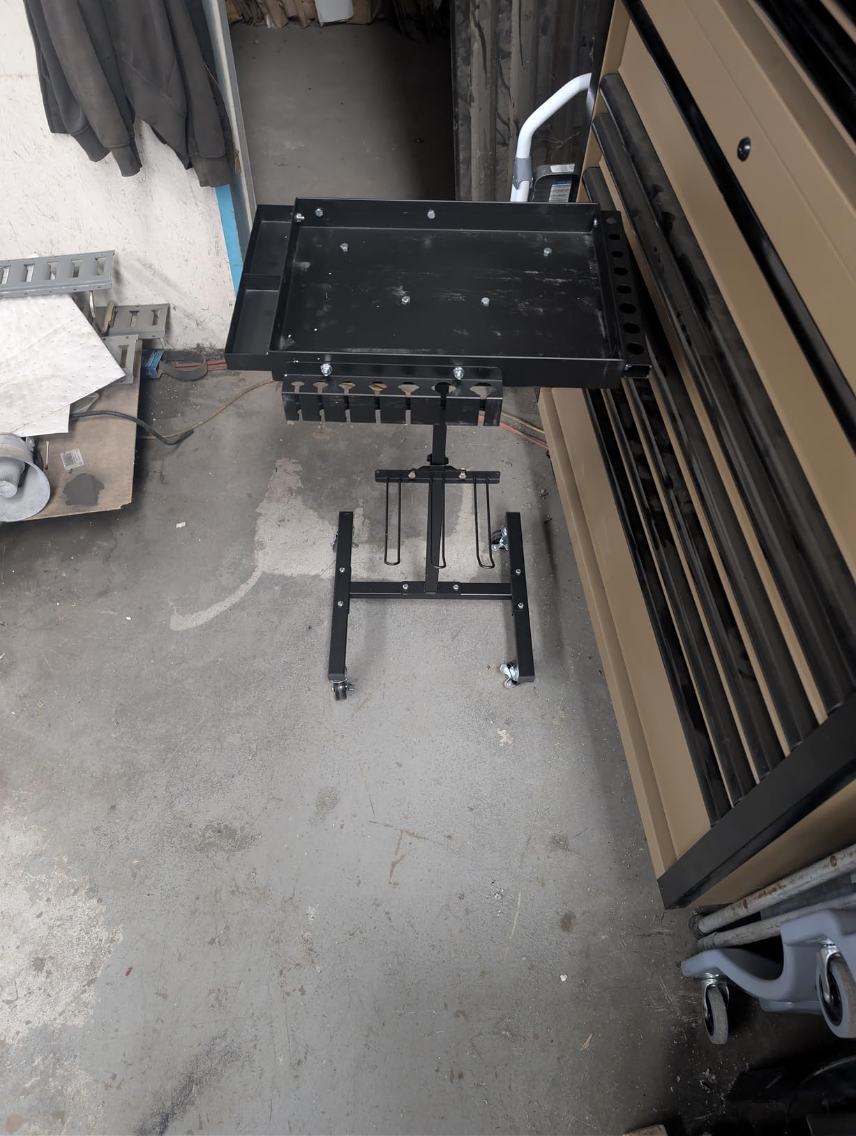 OLBRUS Rolling Work Table, Rolling Tool Cart with Drills Storage | Adjustable Height 24.2