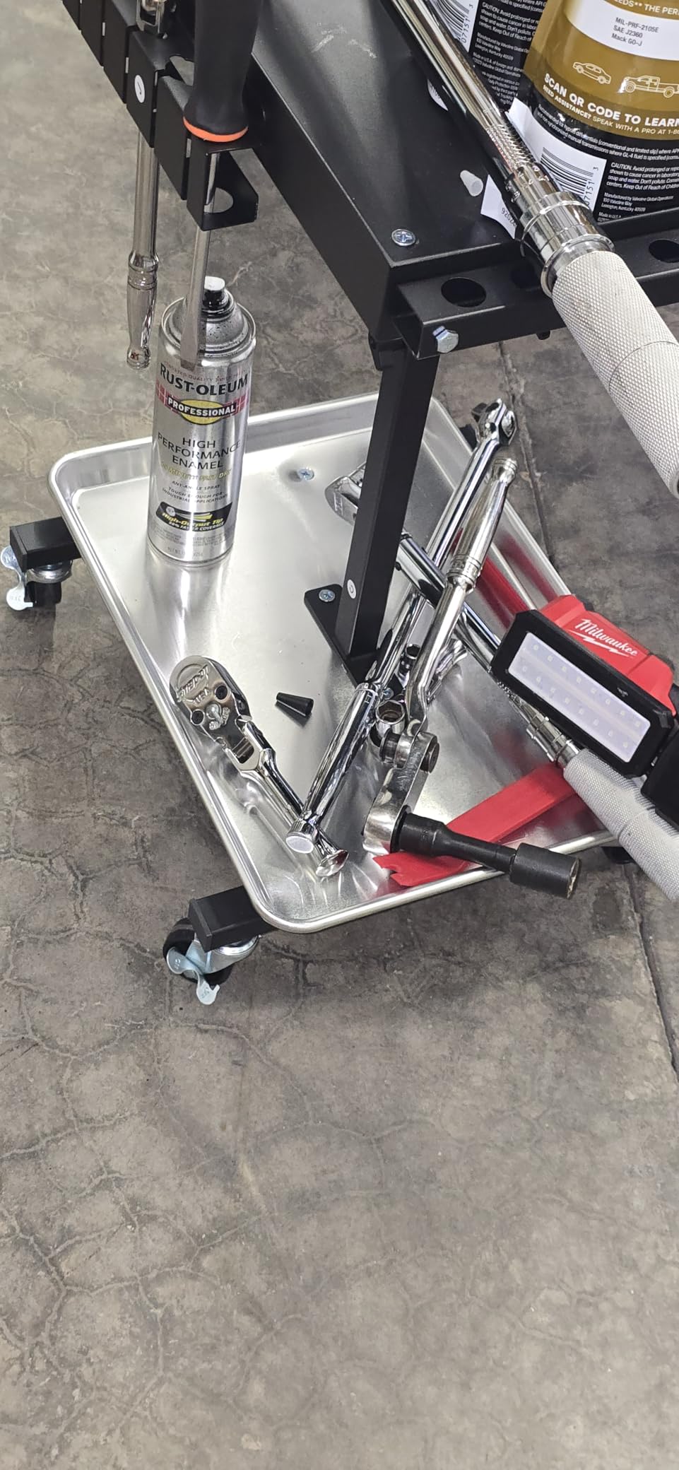 OLBRUS Rolling Work Table, Rolling Tool Cart with Drills Storage | Adjustable Height 24.2