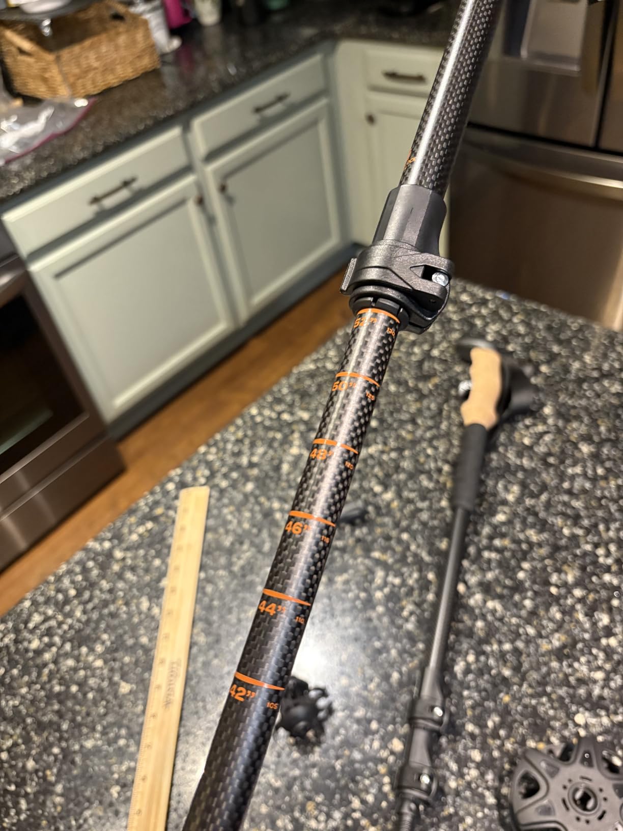 3K Carbon Fiber Hiking & Trekking Poles, Collapsible Lightweight | Contoured Cork Grips, Tungsten Carbide Tips, Set of 2, 7.7 oz Each, 24.5-54in Adjustable, Snow & Mud Baskets customer photo 2
